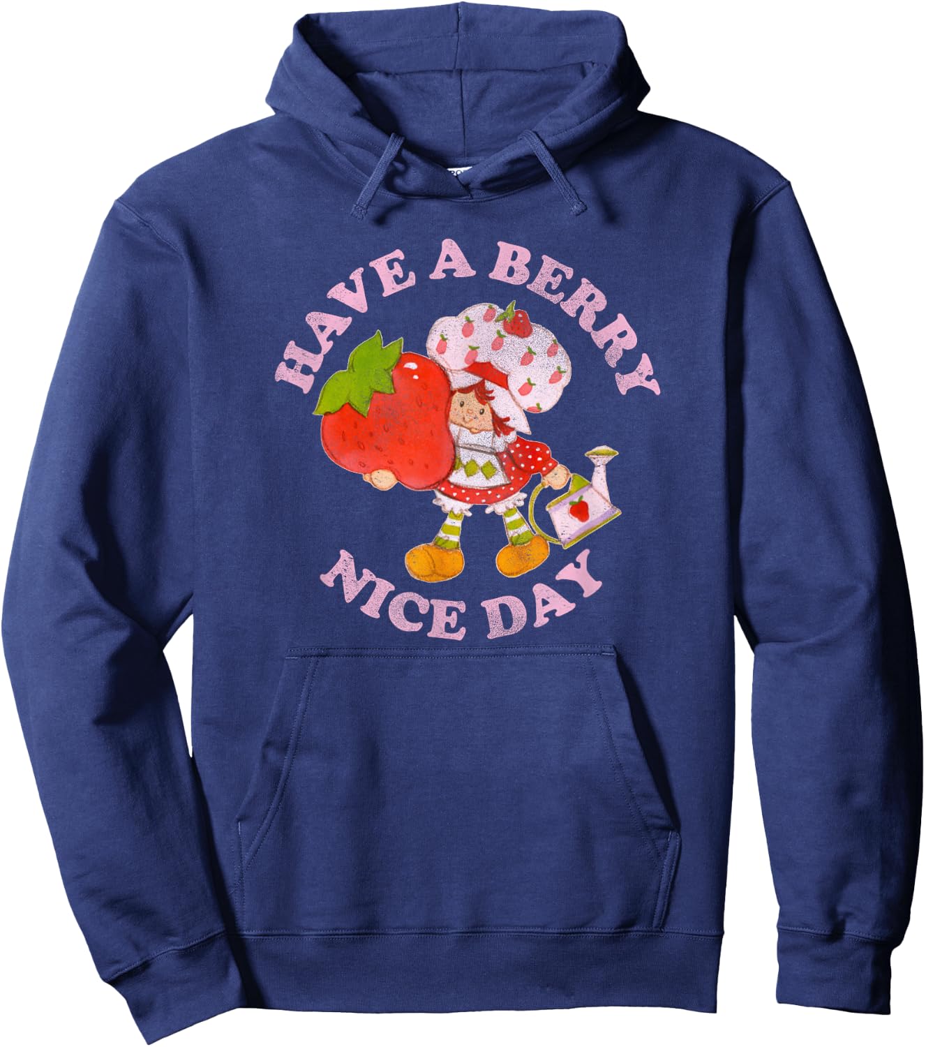 Strawberry Shortcake A Berry Nice Day Vintage Pink Logo Hoodie - Hoodie | Navy