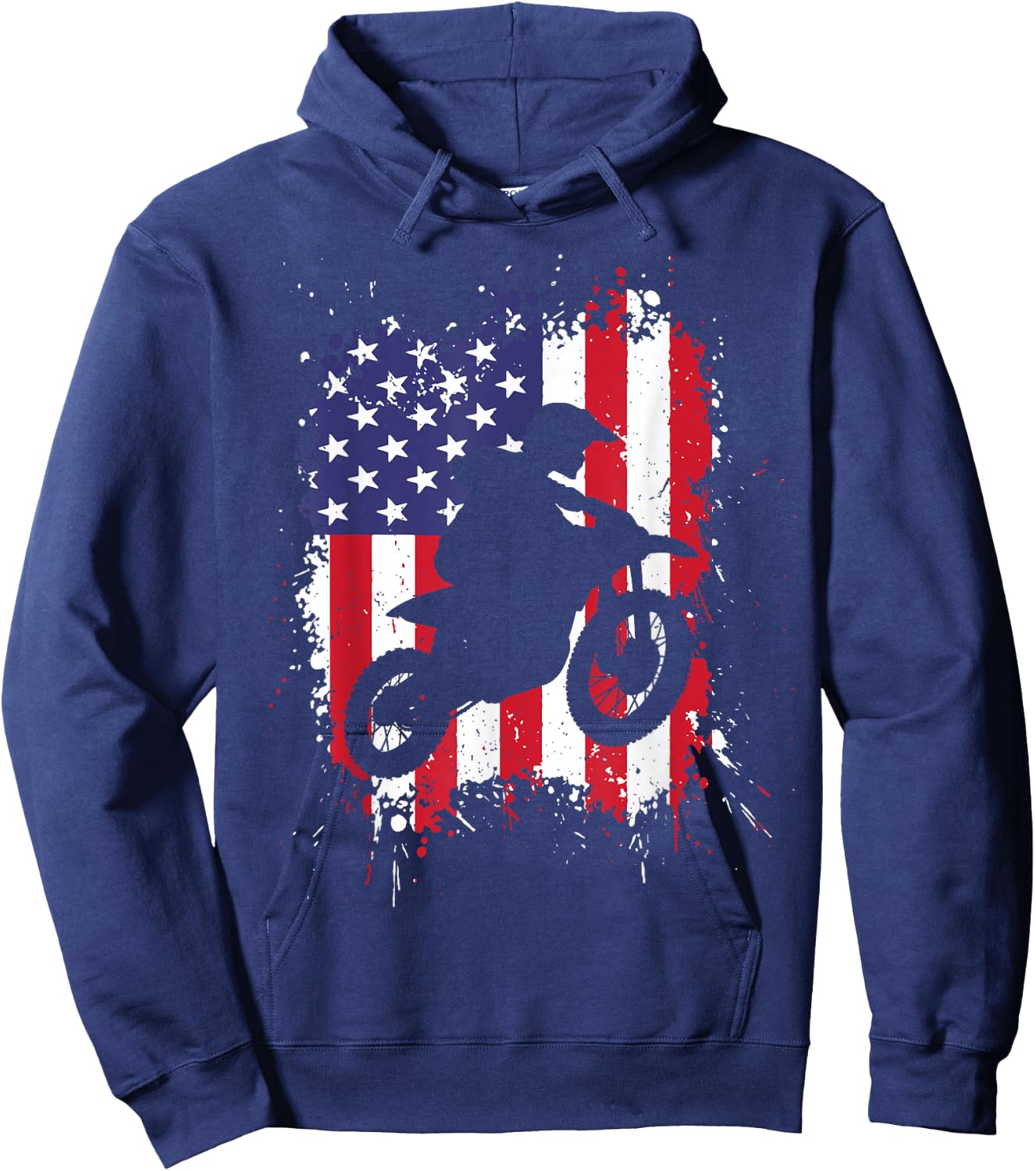 Best Dirt Bike Boys Dirtbike Racing US Flag Biker Hoodie - Hoodie | Navy