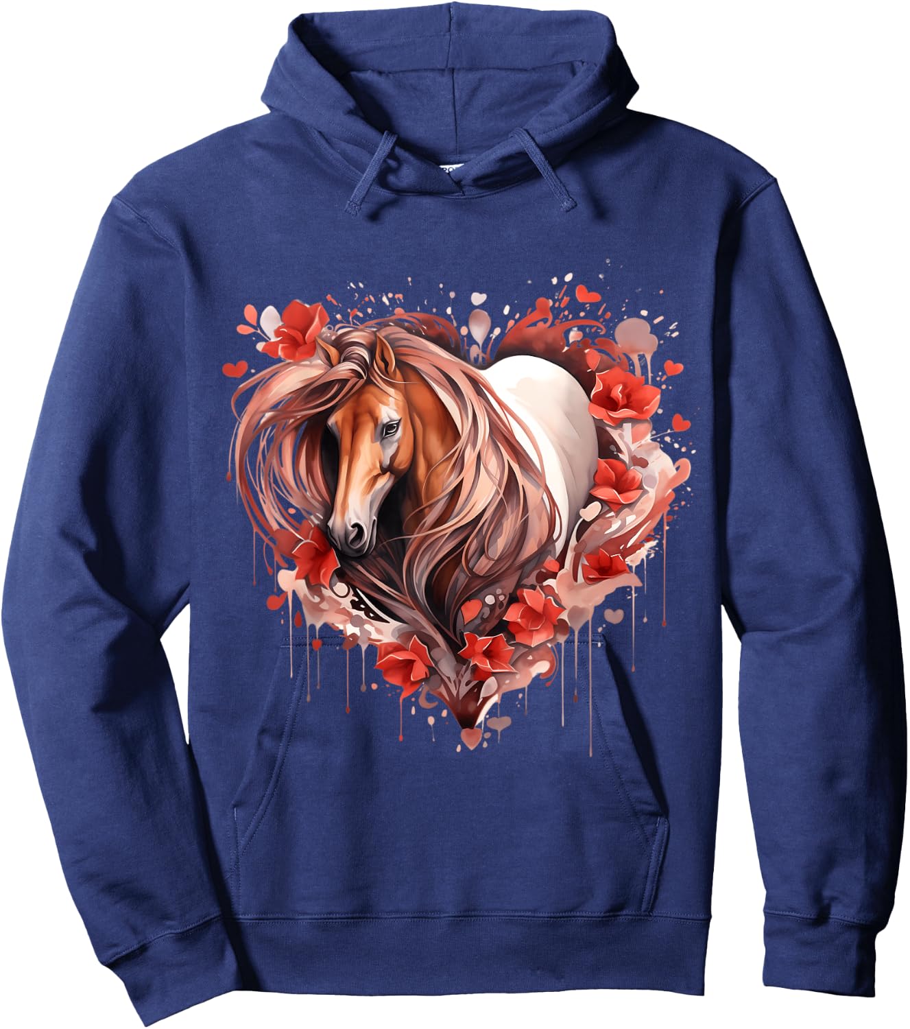 Heart With Horse Head For Horseback Riding Horse Hoodie - Hoodie | Navy