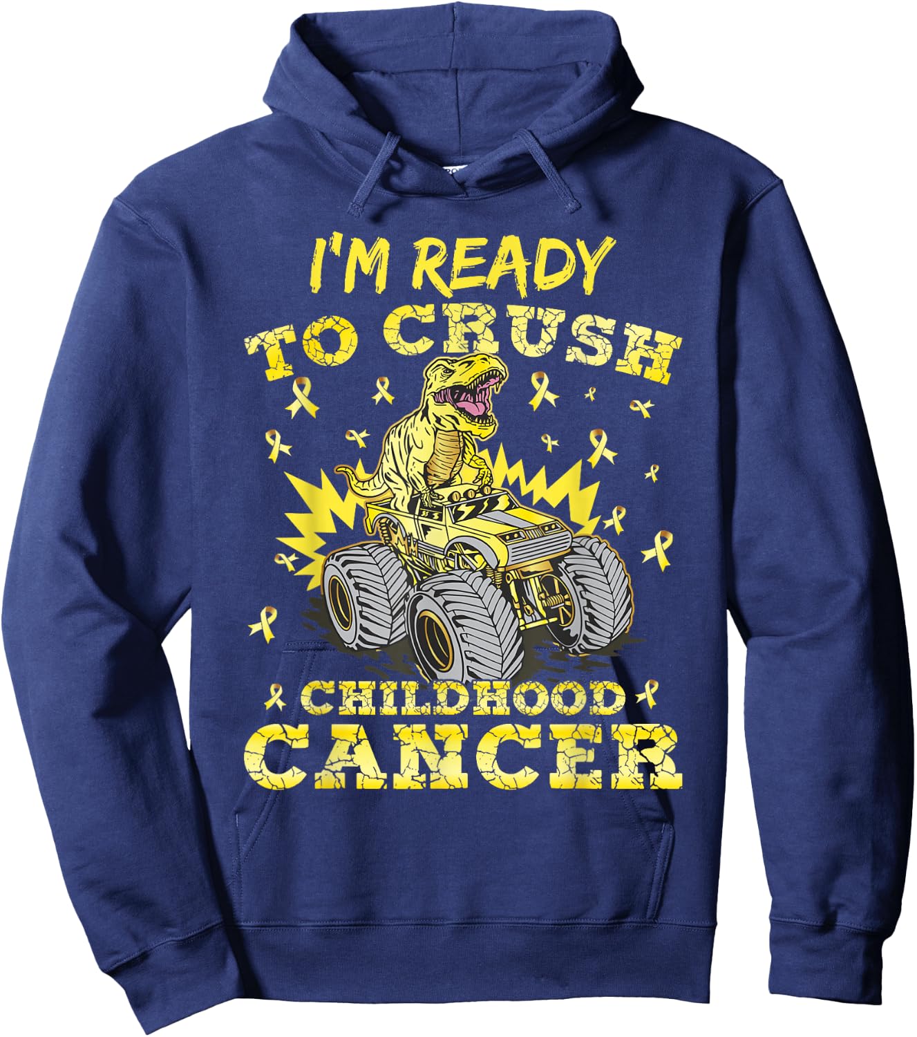 Childhood Cancer T Rex I'm Ready To Crush Childhood Cancer Hoodie - Hoodie | Navy