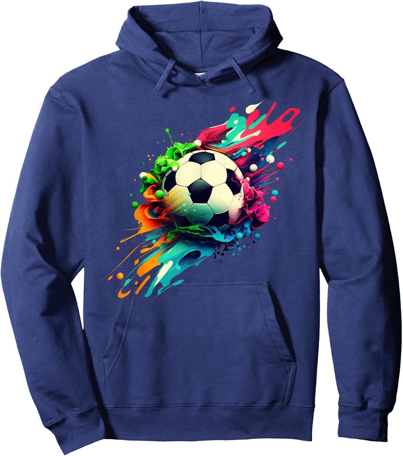 Football with Colourful Paint Splashes Party Crew Hoodie - Hoodie | Navy