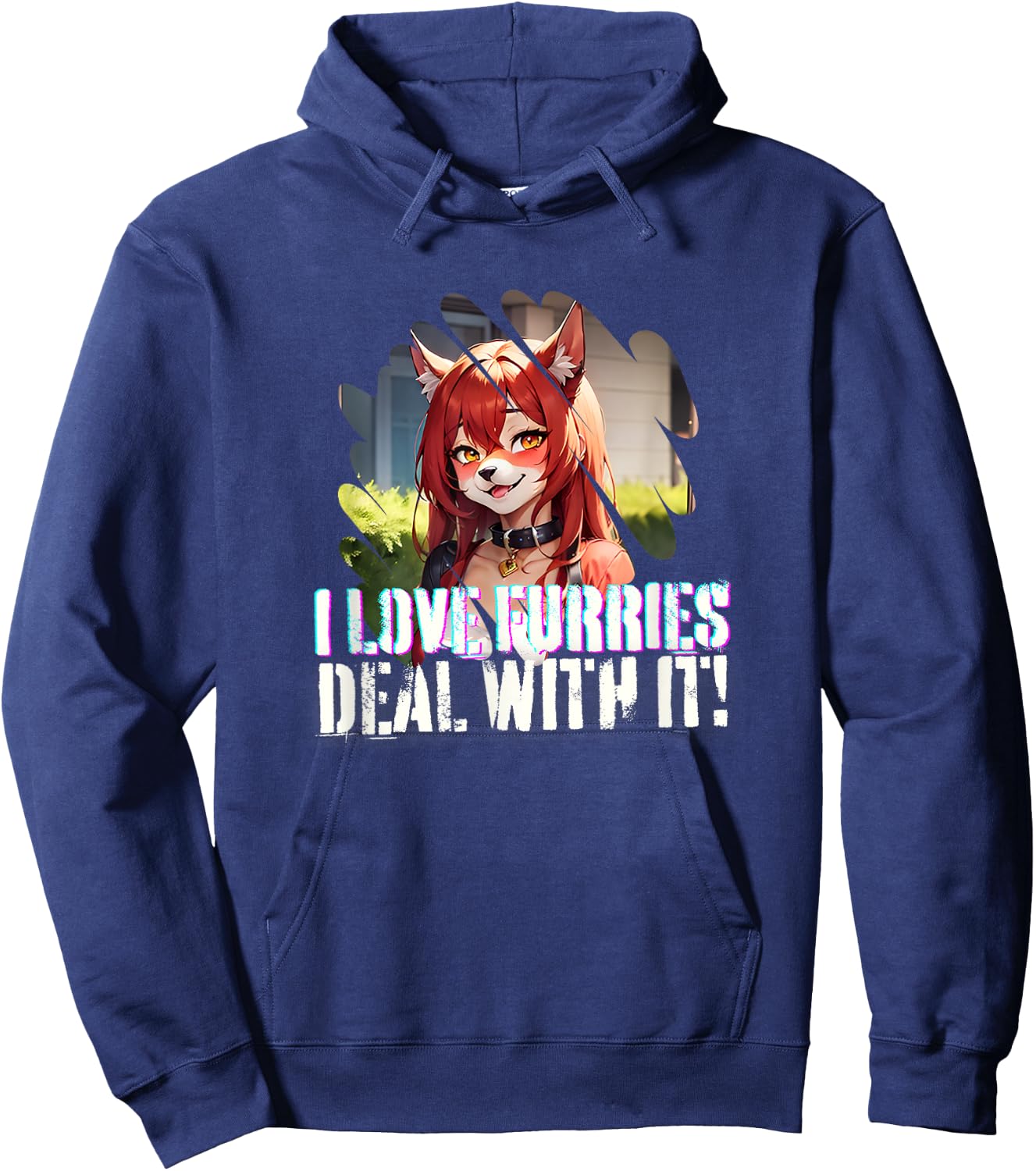 I Love Furries Furry Lover Stuff - Furry Fandom Anime Girl Hoodie - Hoodie | Navy