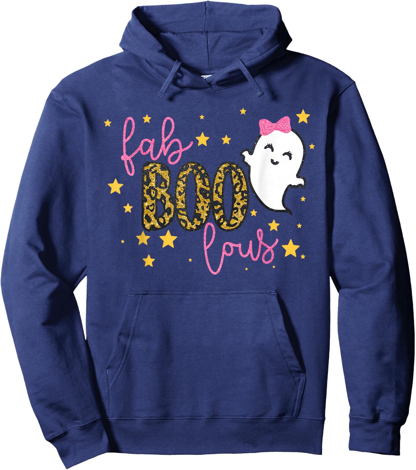 Funny Cute Boo Ghost Halloween Fab-Boo Lous Leopard Hoodie - Hoodie | Navy