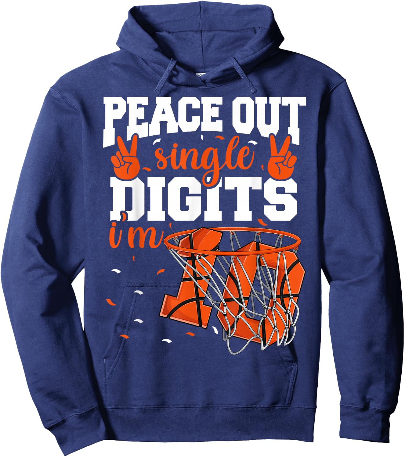 10th Birthday Shirts Boys Basketball Peace Out Single Digits Hoodie - Hoodie | Navy