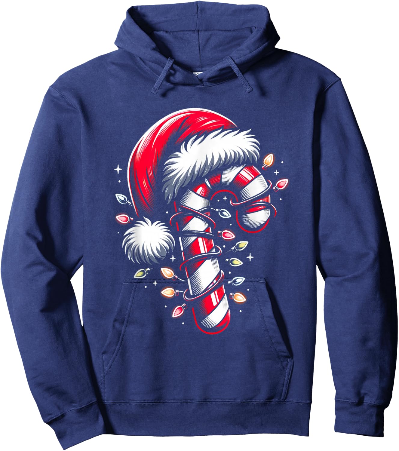 Candy Cane Crew Christmas Lights Family Matching Xmas Hoodie - Hoodie | Navy
