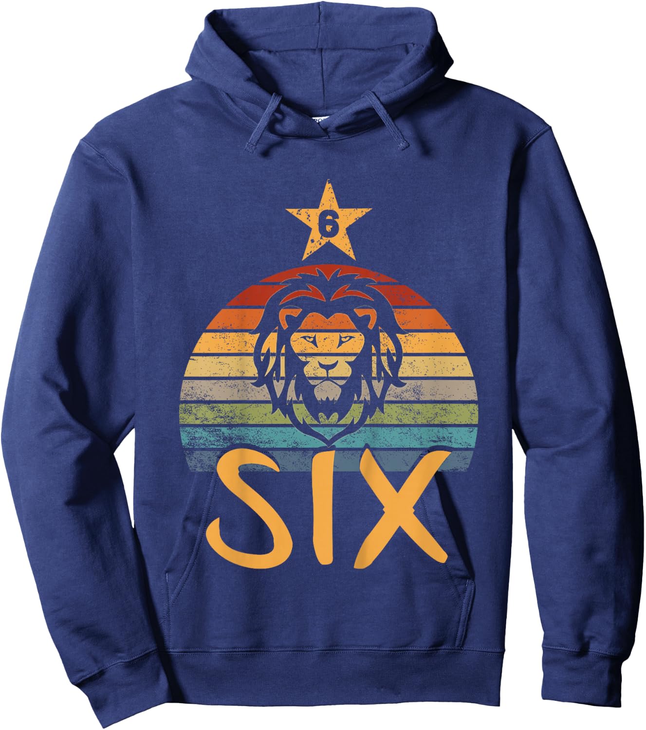 Lion Birthday 6 Year Old Lion 6th Birthday Boy Girl Hoodie - Hoodie | Navy