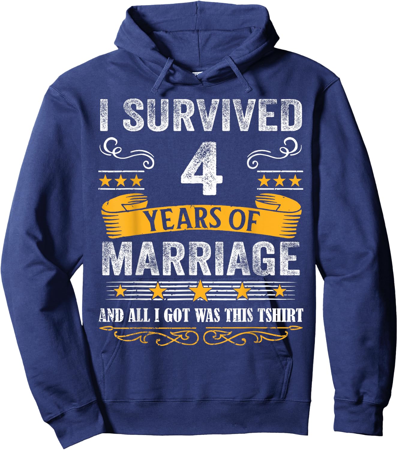 4th Wedding Anniversary shirt Couples Husband Wife 4 Years Hoodie - Hoodie | Navy