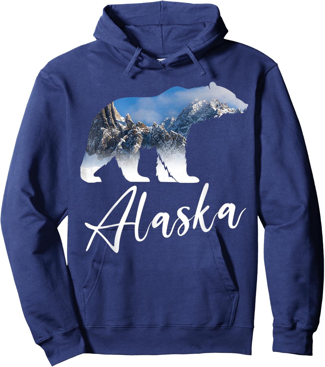Alaskan Mountains Bear Grizzly Alaska State Souvenirs Hoodie - Hoodie | Navy