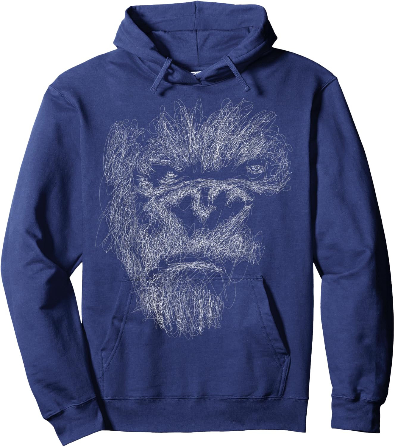 gorilla head scribble art face for lover Silverback animal Hoodie - Hoodie | Navy