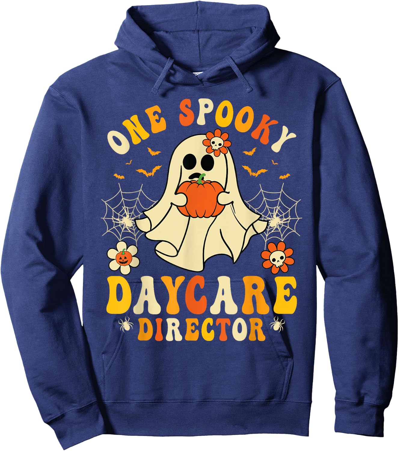 One Spooky Daycare Director Retro Halloween Ghost Pumpkin Hoodie - Hoodie | Navy