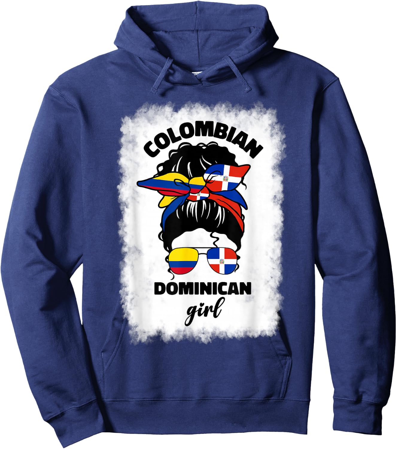 Half Dominican And Colombian Colombia Flag Girl Girls Mix Hoodie - Hoodie | Navy