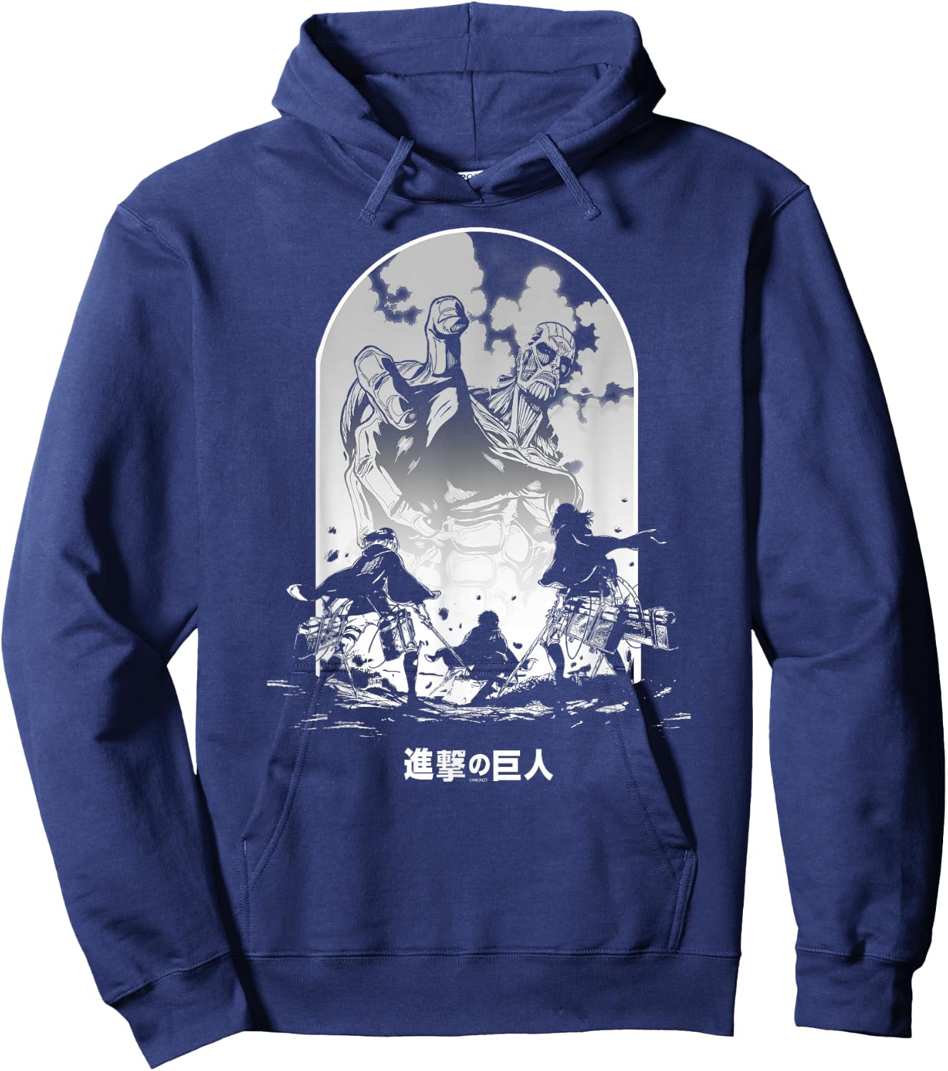 Attack on Titan Season 2 Colossal Titan Face Off Anime Hoodie - Hoodie | Navy