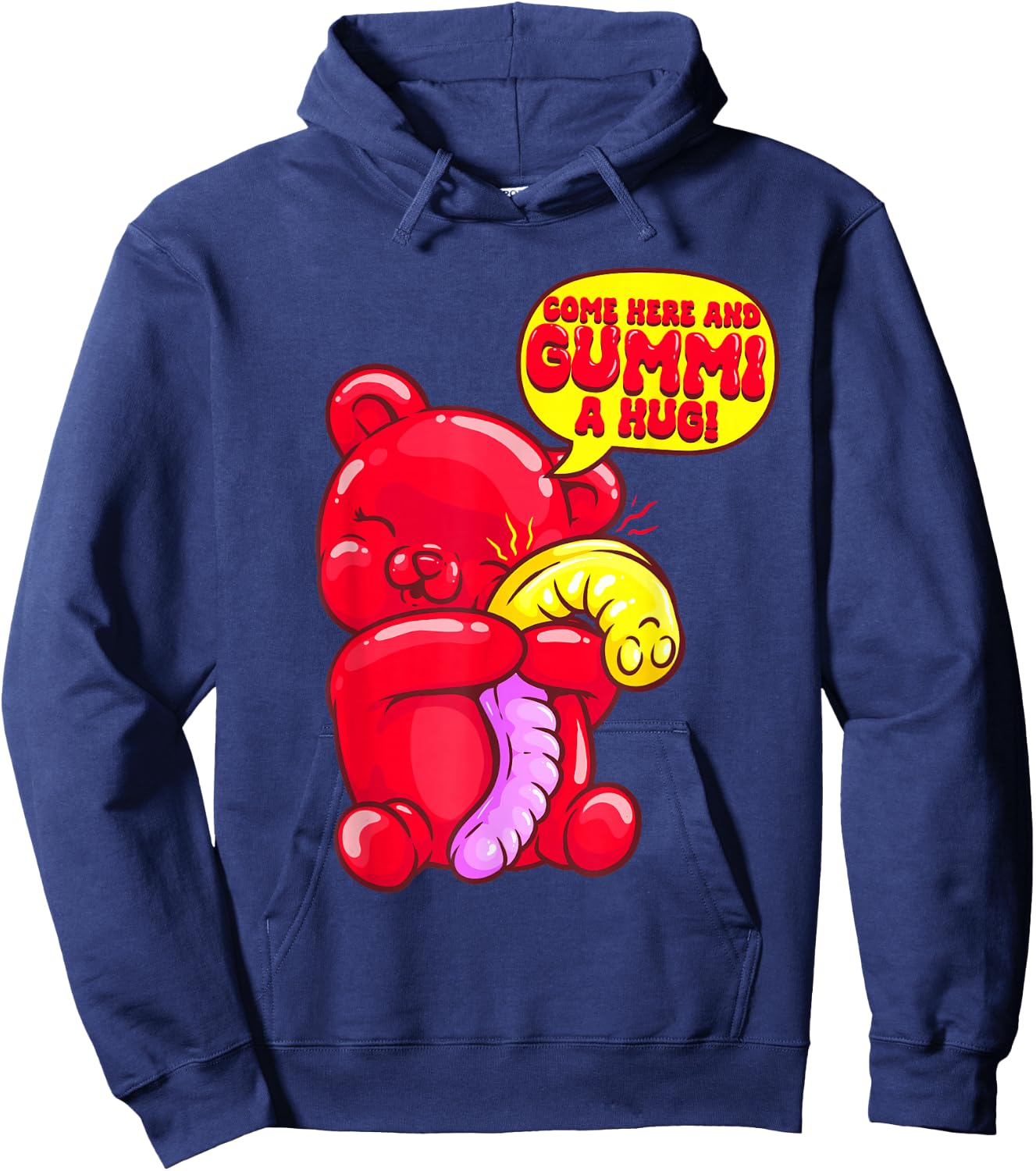 Gummy Bear Candy Shirt Gummi a Hug Food Pun Candy Lovers Hoodie - Hoodie | Navy