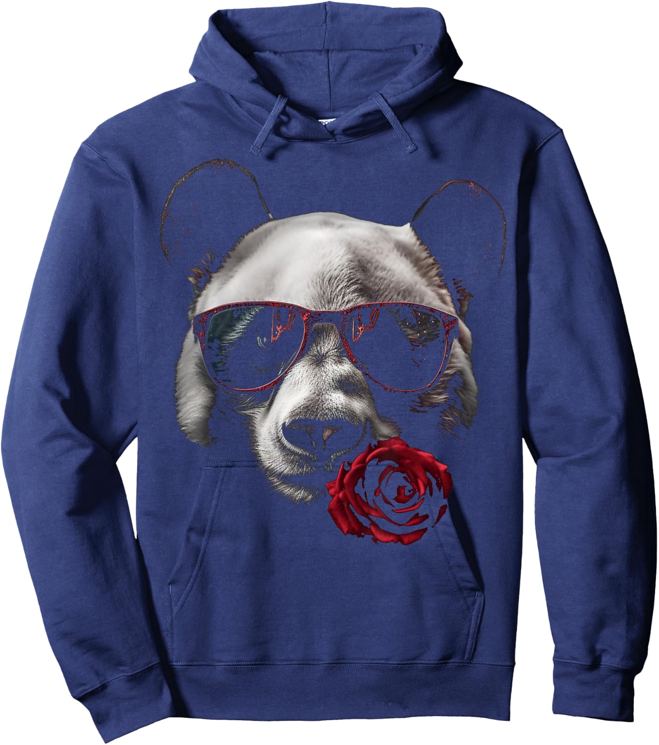 Panda Sunglasses Rose Artwork | Flowers Animal Panda Hoodie - Hoodie | Navy