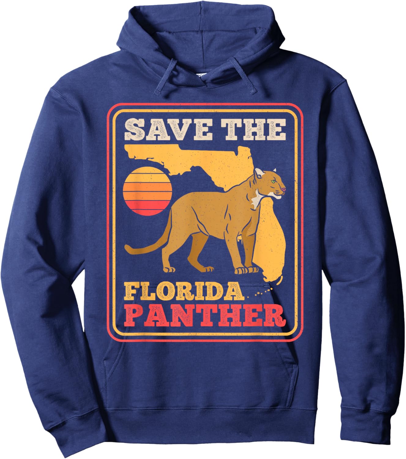Save The Florida Panther Retro Wildlife Cougar Hoodie - Hoodie | Navy