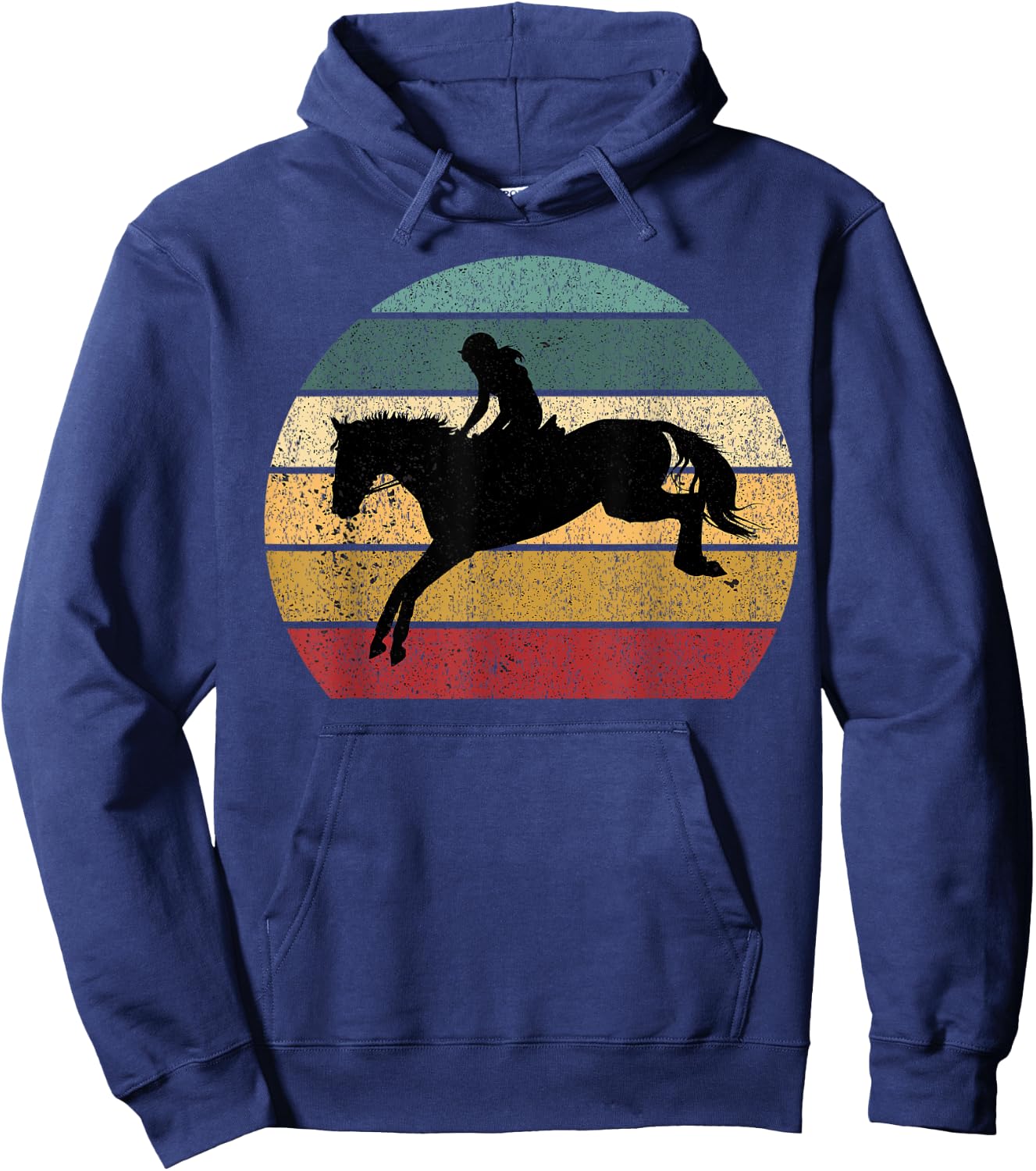 Girl Horse Riding Cowgirl Vintage Texas Ranch Equestrian Hoodie - Hoodie | Navy