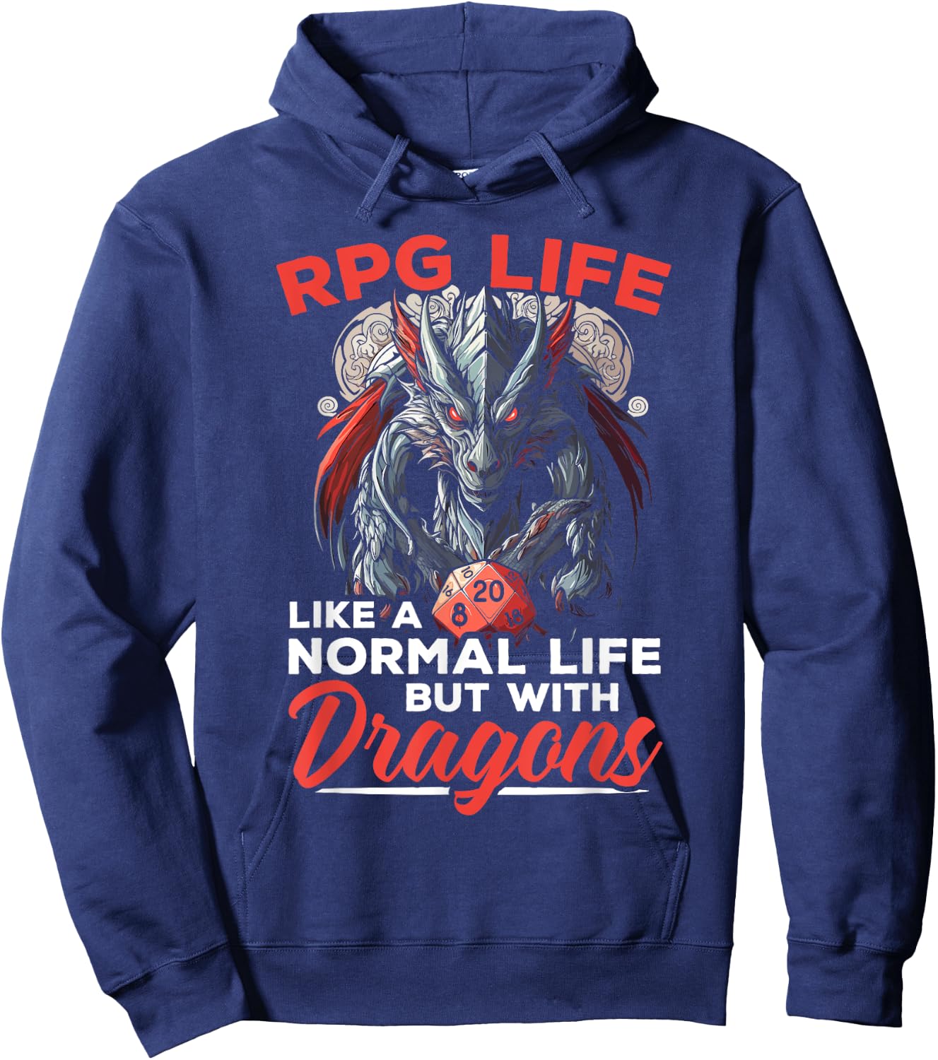 RPG Gaming Role Playing D20 Tabletop Games Funny RPG Gamer Hoodie - Hoodie | Navy