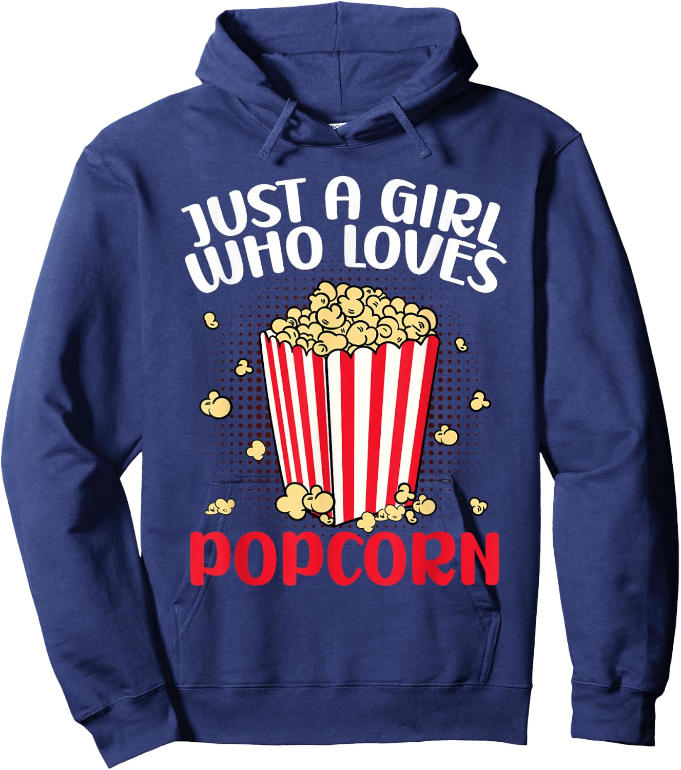 Women Movie Night Cute Just A Girl Who Loves Popcorn Hoodie - Hoodie | Navy