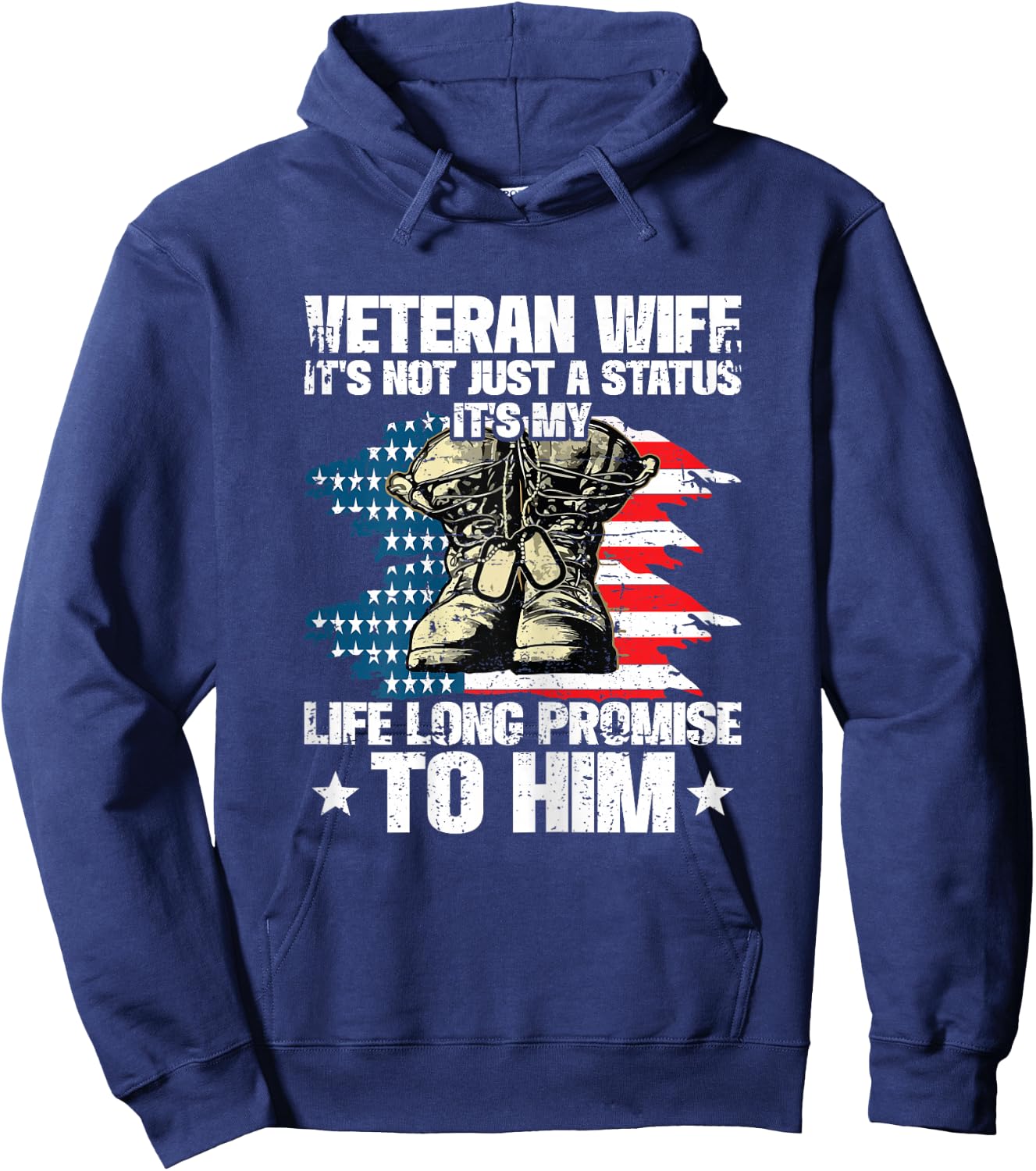 Veteran Wife It's My Life Promise To Him Husband Veteran Hoodie - Hoodie | Navy