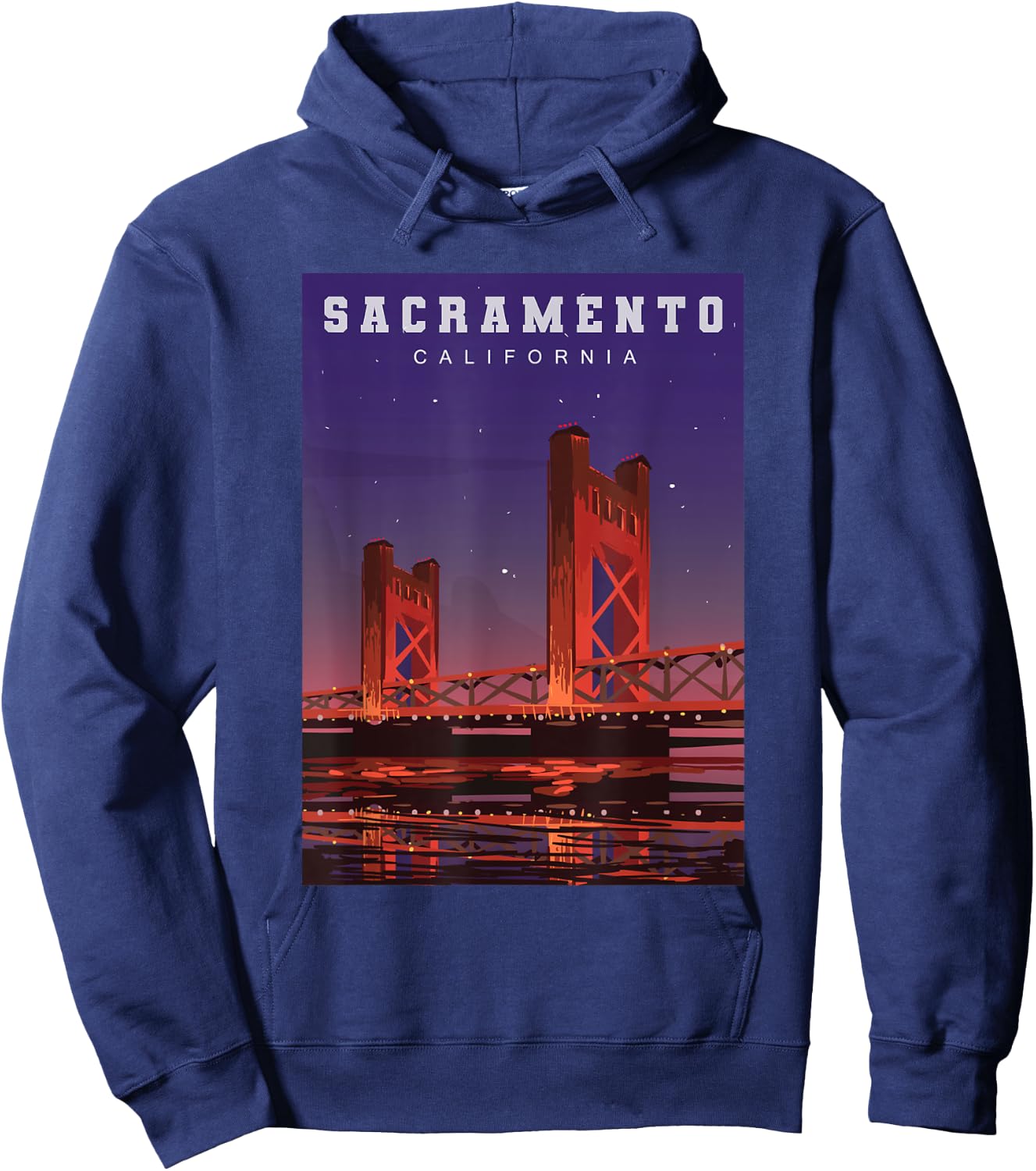 Sacramento California Tower Bridge River Landscape Hoodie - Hoodie | Navy
