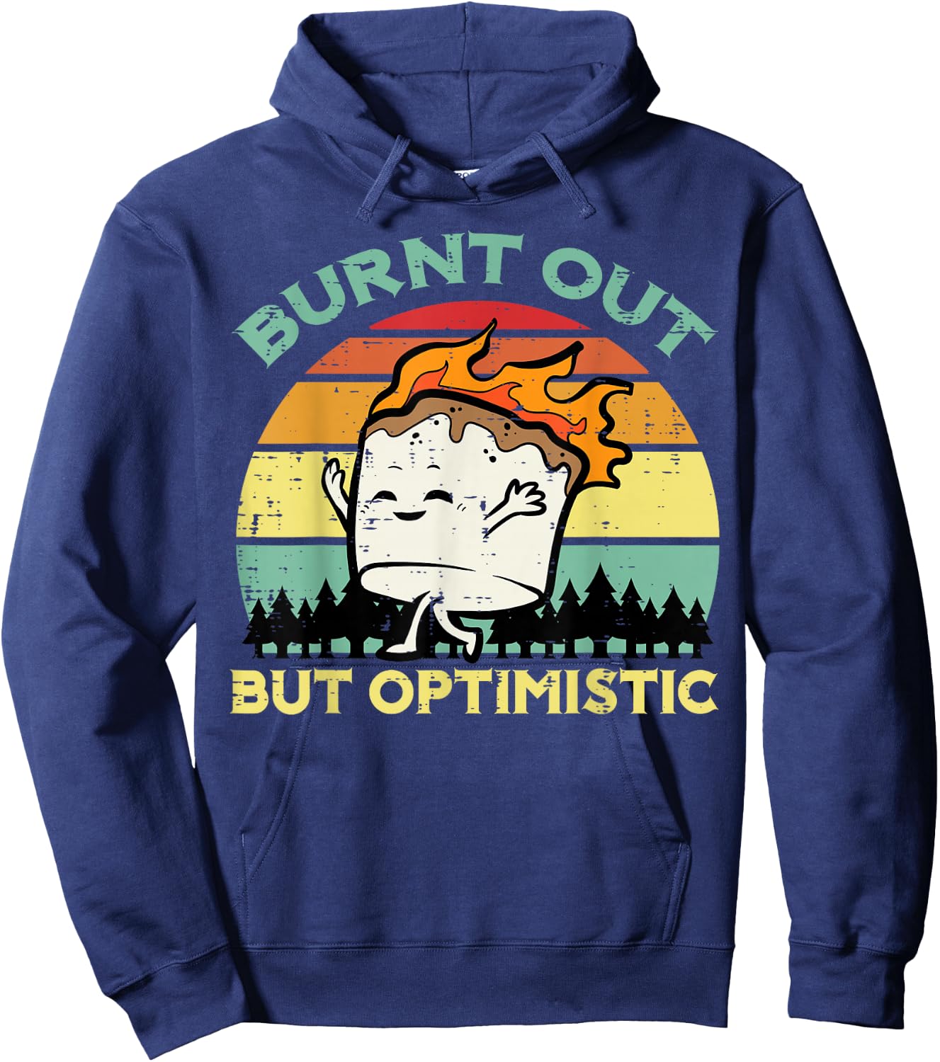 Camping Marshmallow Burnt Out Optimistic Camp Men Women Kids Hoodie - Hoodie | Navy