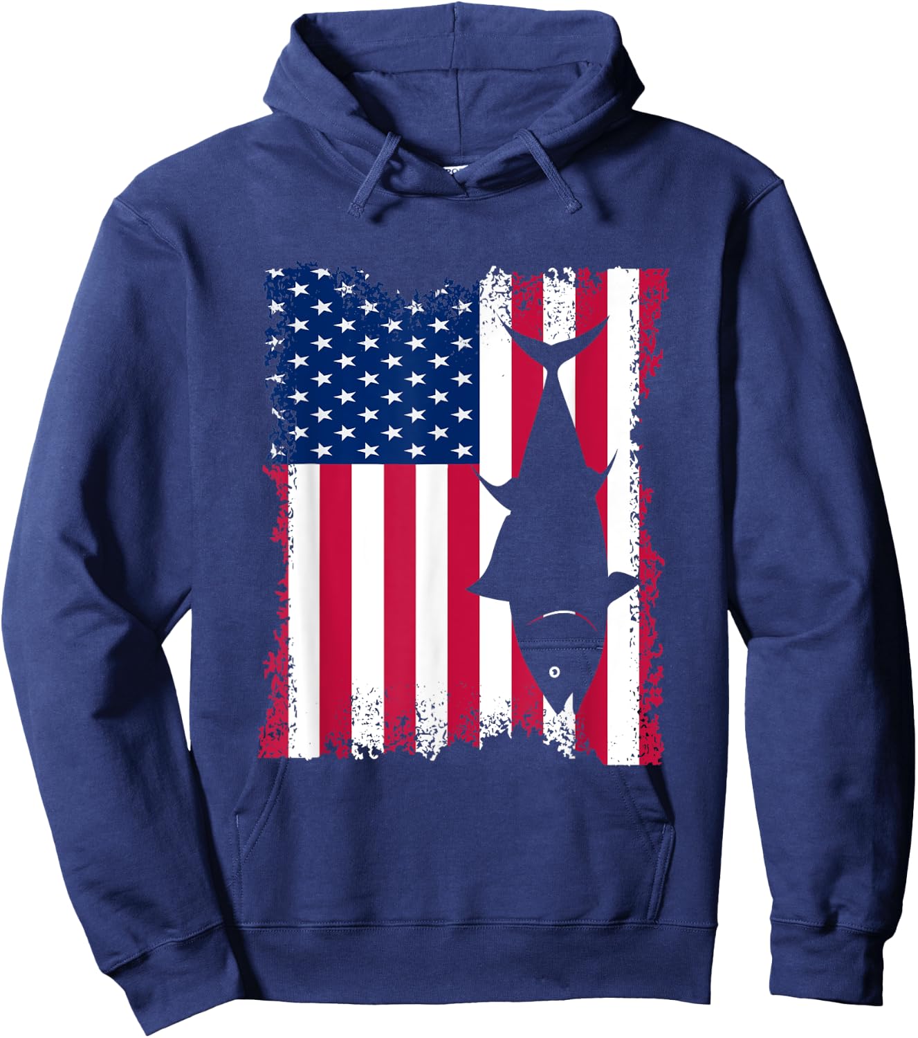 Vintage Love Yellowfin Tuna Vintage US Flag Bluefin Tuna Hoodie - Hoodie | Navy