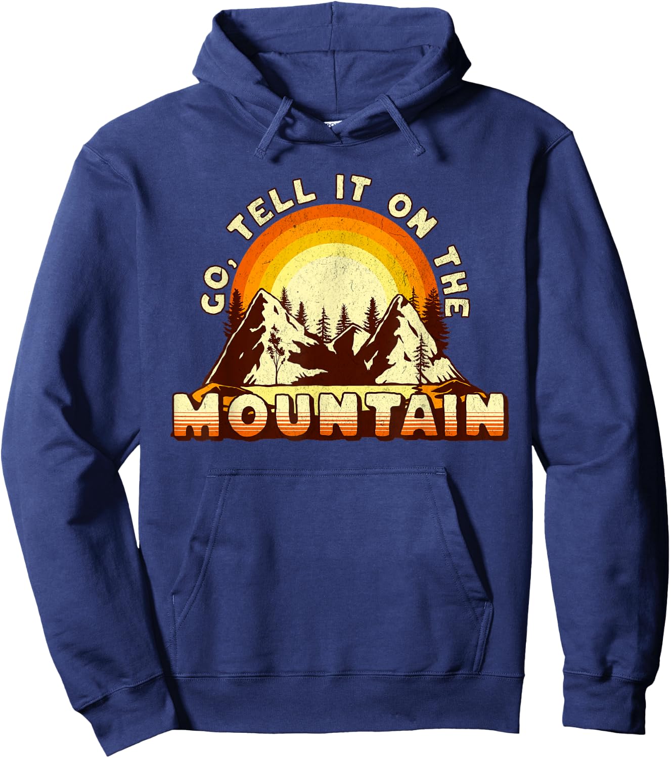 Go Tell It On the Mountain Retro Sunset Christmas Carol Hoodie - Hoodie | Navy