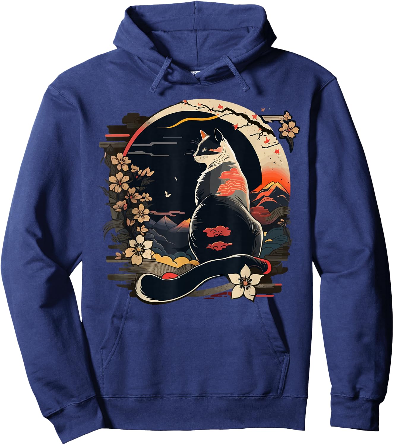 Kawaii Cat Anime Japanese Retro Men Women Kids Funny Cat Hoodie - Hoodie | Navy