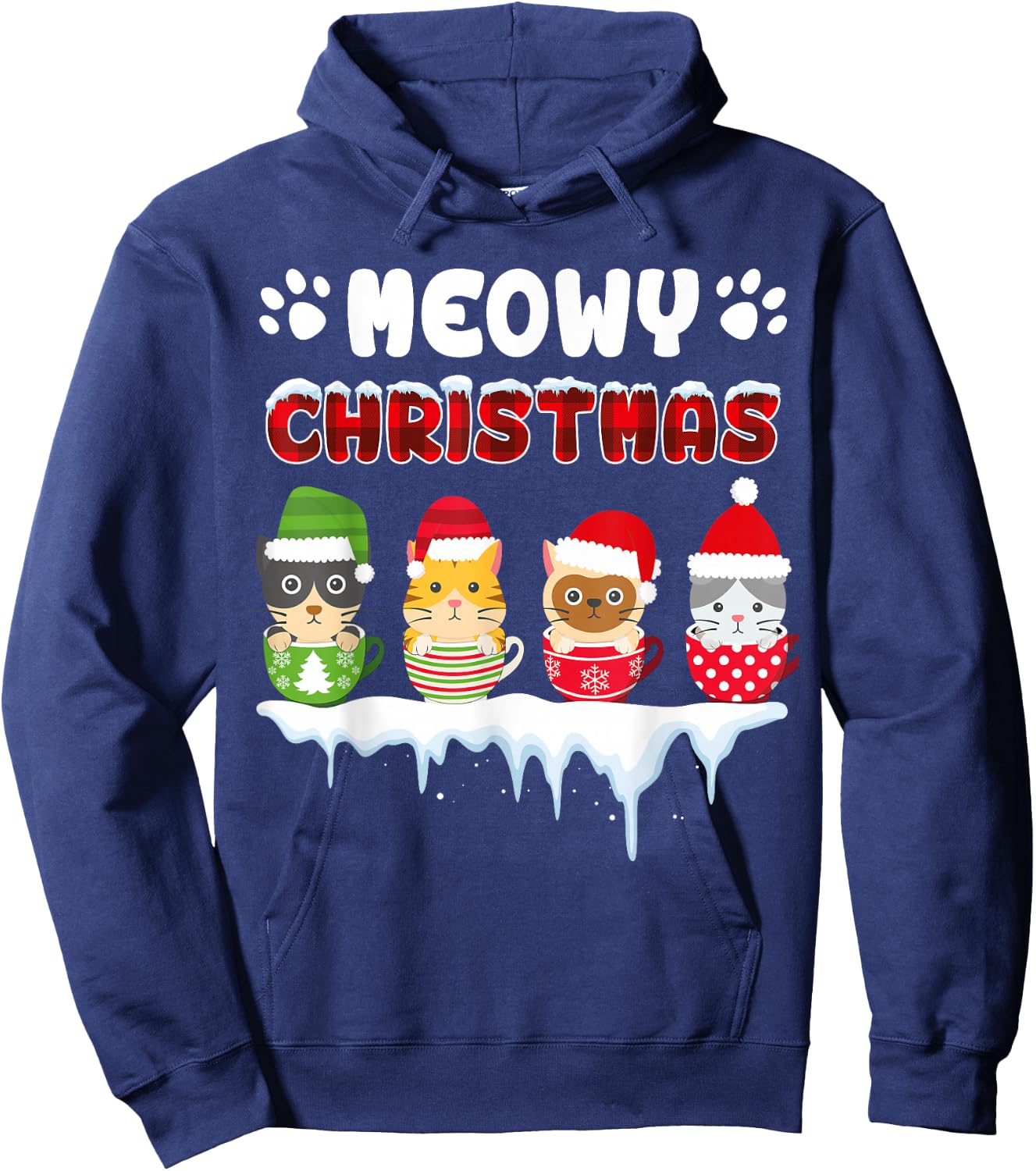Funny Cat Meowy Christmas Hoodie - Hoodie | Navy