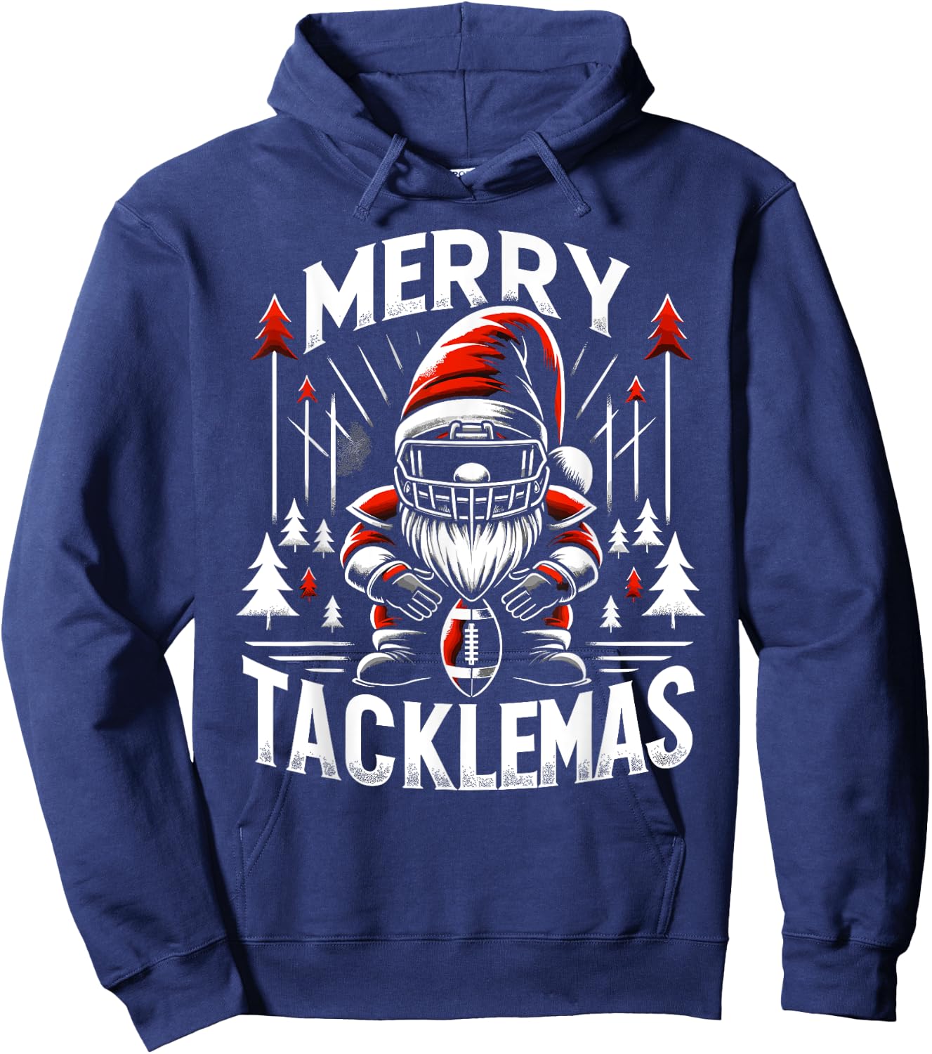 Football Gnome, Merry Tacklemas, Linebacker Christmas Hoodie - Hoodie | Navy