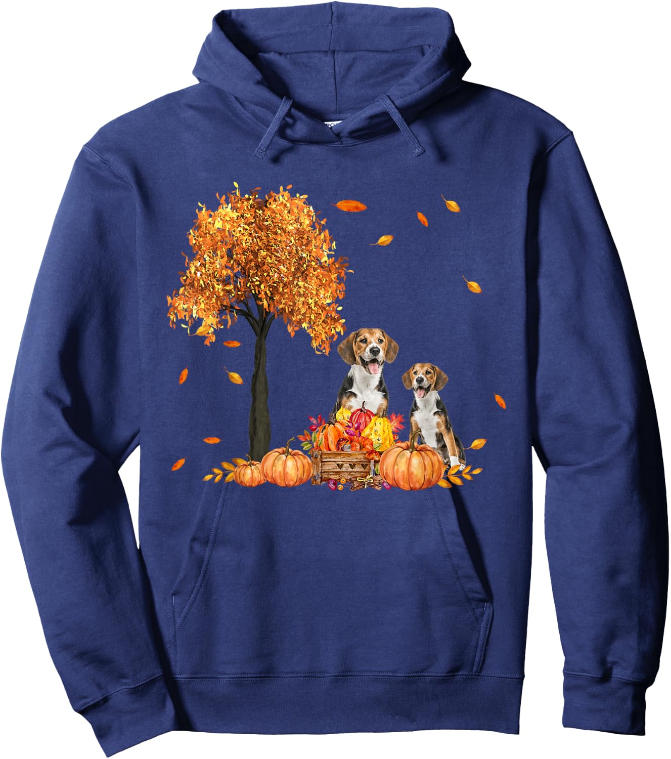 Beagle Autumn Leaf Fall Dog Lover Thanksgiving Halloween Men Women Kids Hoodie - Hoodie | Navy