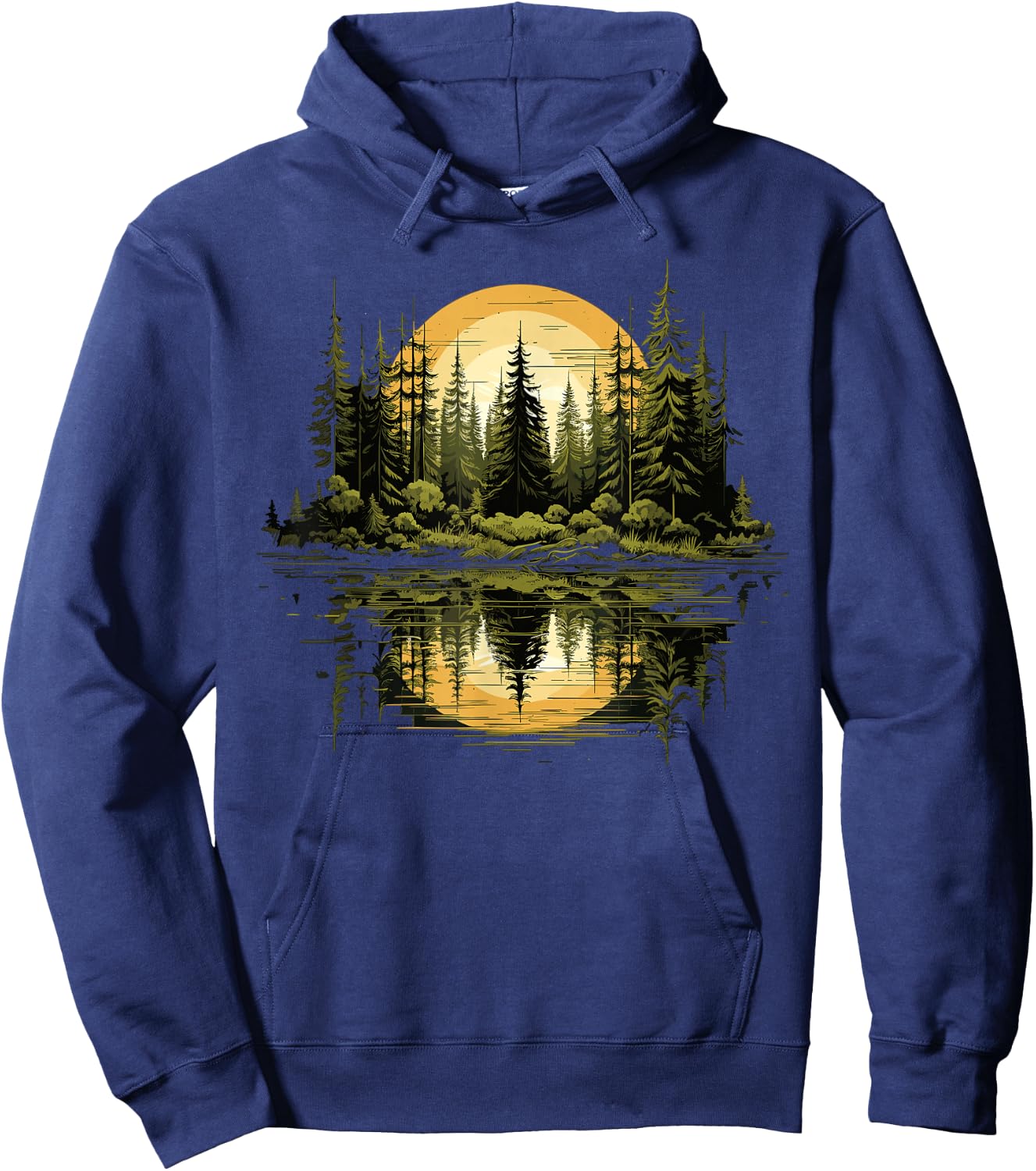 Nature Reflection Forest Trees Outdoor Wildlife Hoodie - Hoodie | Navy