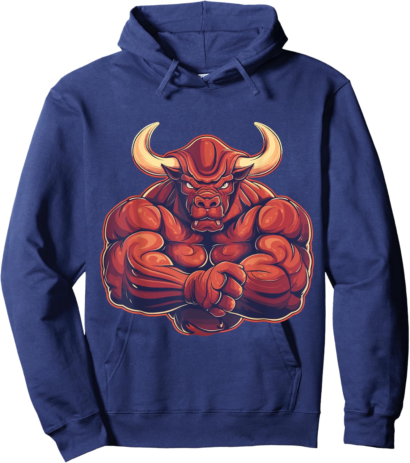 Bull, Muscular, Swole, Weightlifting, Workout, Strong, Bull Hoodie - Hoodie | Navy