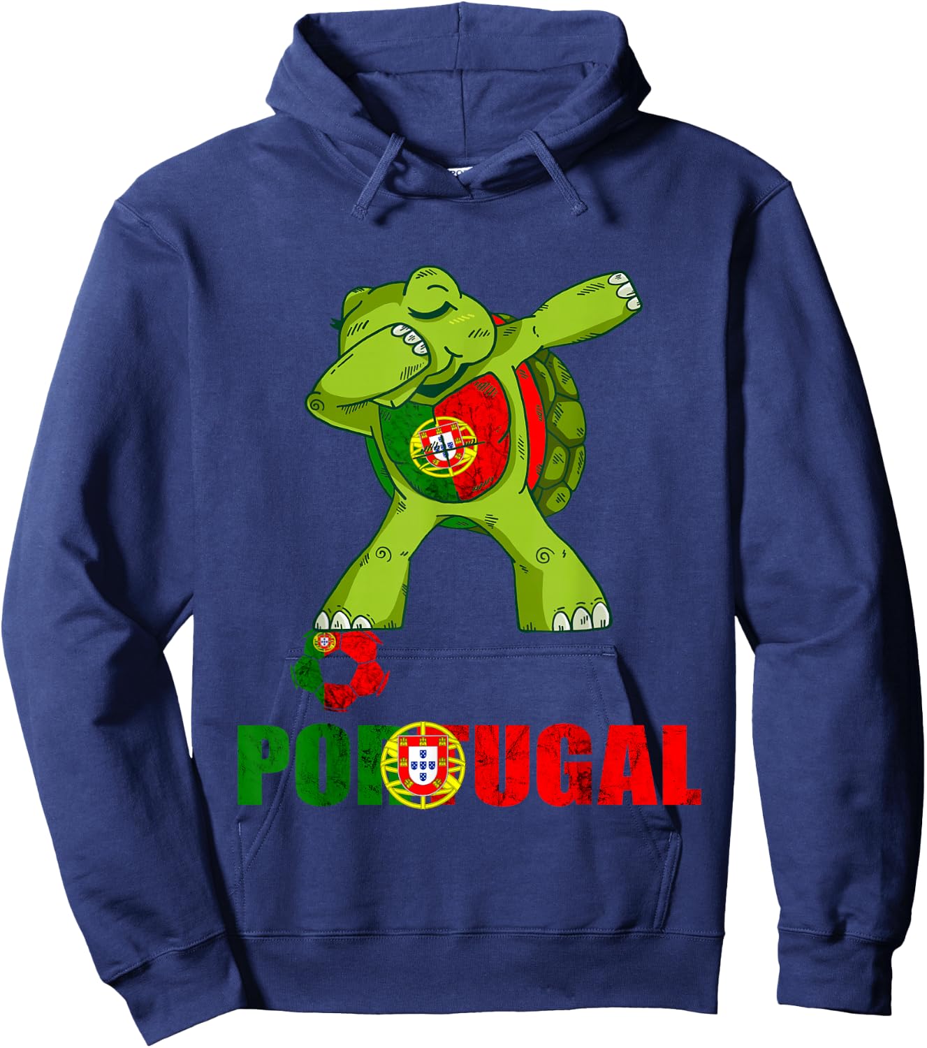Dabbing Turtle Portugal Soccer Portuguese Roots Portugal Hoodie - Hoodie | Navy