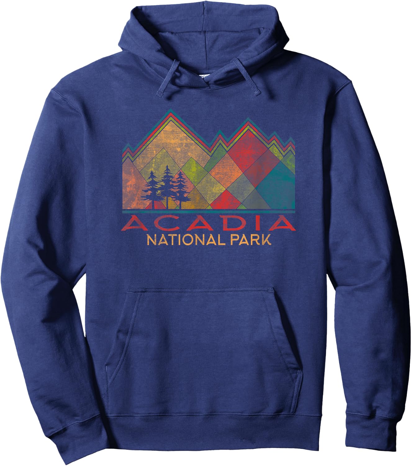 Acadia National Park Destinations Graphic , -Adults, Black, Small, Short Sleeve, Classic Fit Hoodie - Hoodie | Navy
