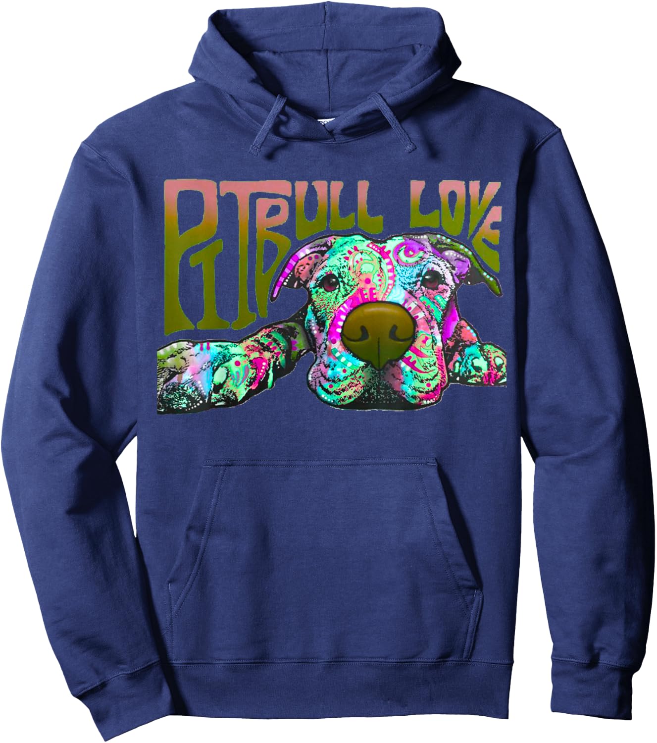 Pitbull Love - Colorful Pitbull Dog Hoodie - Hoodie | Navy