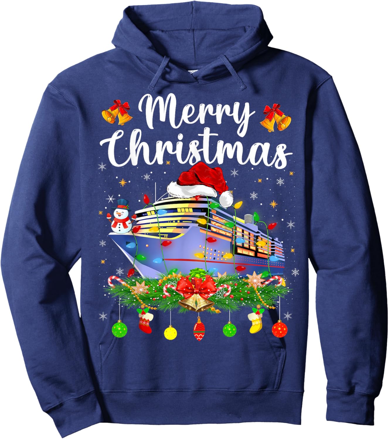 Merry Cruisemas Xmas Lighting Santa Cruise Ship Christmas Hoodie - Hoodie | Navy