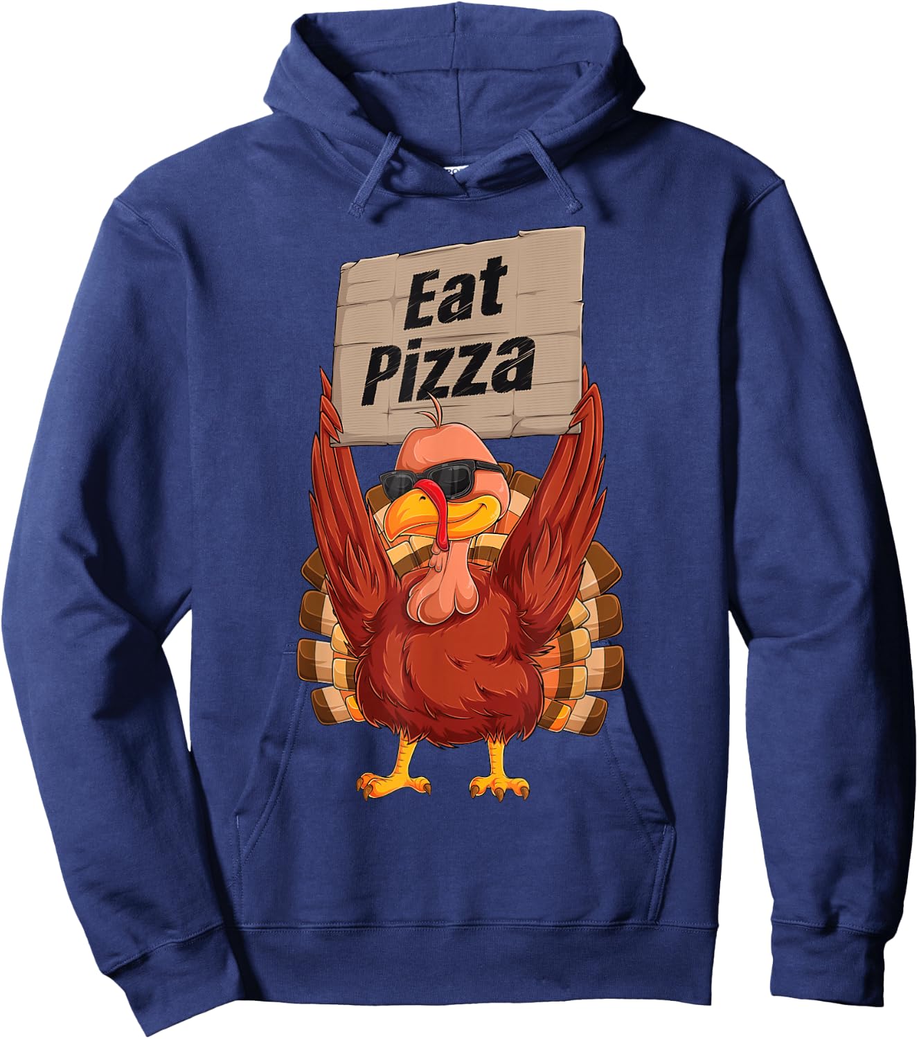 Turkey Eat Pizza Adult Vegan Kids Funny Thanksgiving Gifts Hoodie - Hoodie | Navy