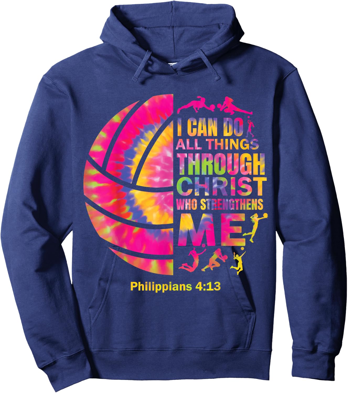 Volleyball t Shirt Teen Girls Women Christian Christ Tie Dye Hoodie - Hoodie | Navy