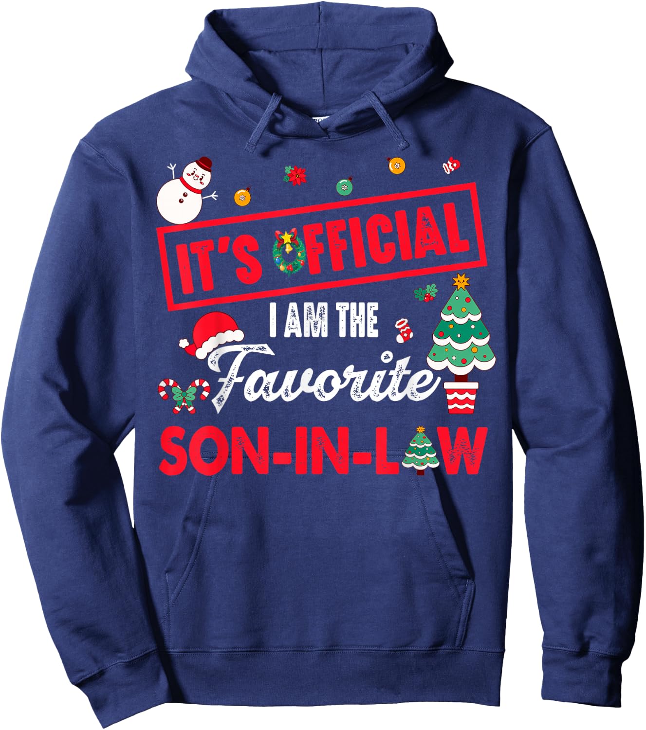 Official Favorite Son-In-Law Christmas Festive Wreath Tree Hoodie - Hoodie | Navy