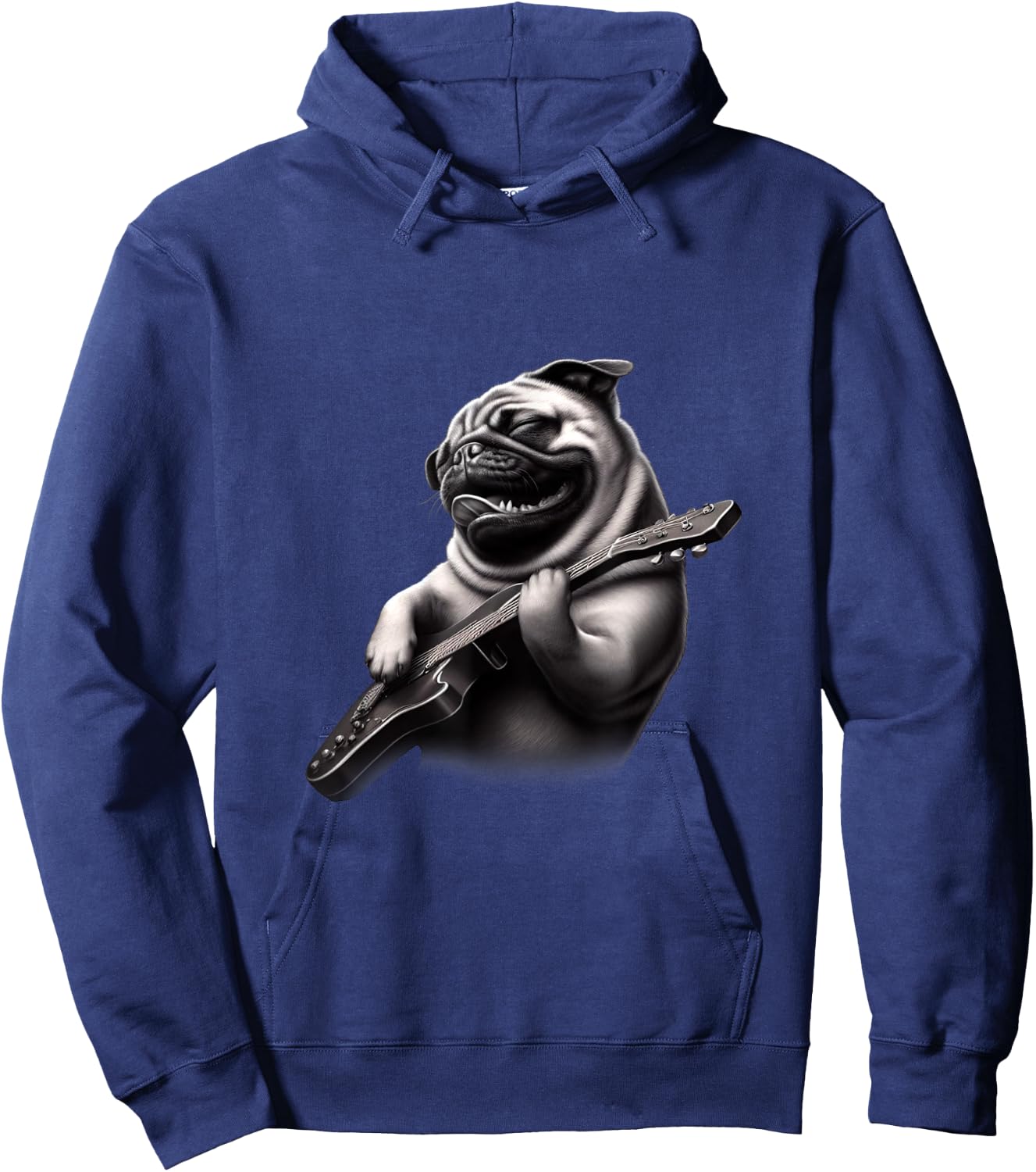 Pug Playing Guitar - Funny Rock Music Guitar Pug Hoodie - Hoodie | Navy