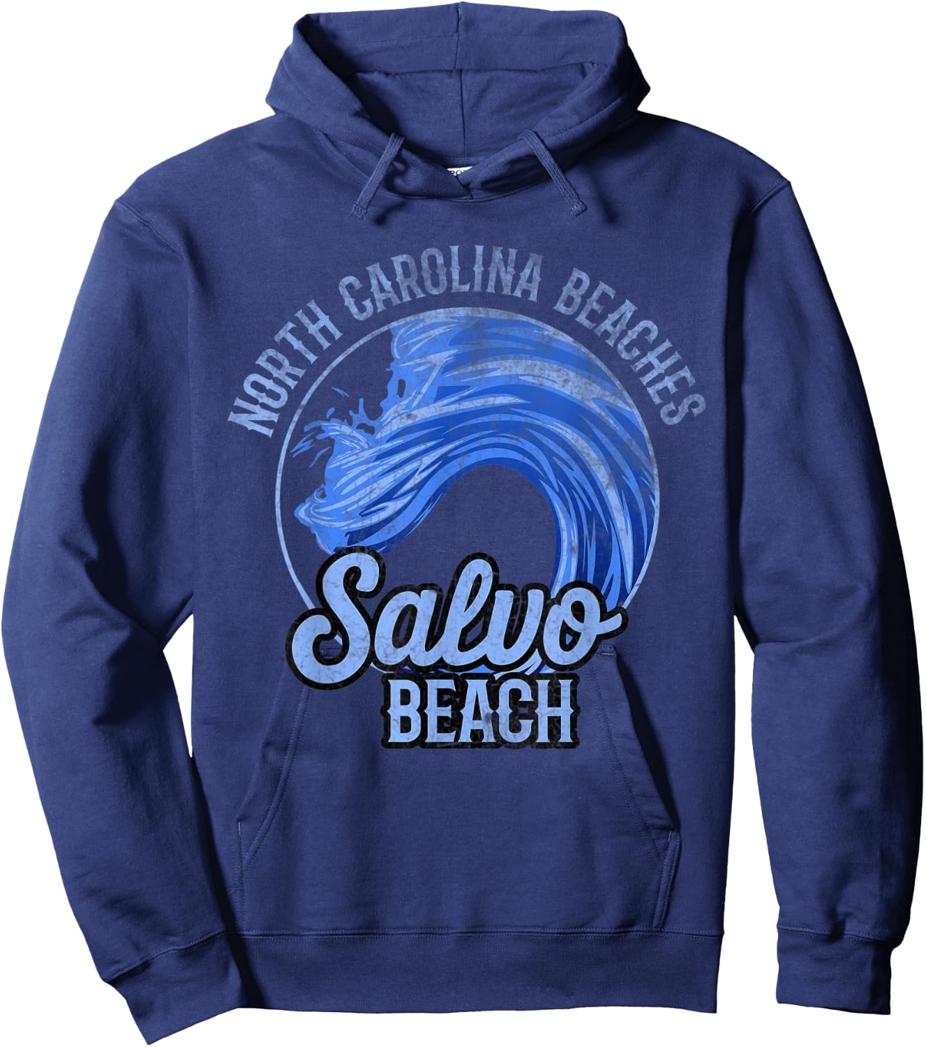 Funny Quote Salvo Beach Retro Wave Circle Hoodie - Hoodie | Navy