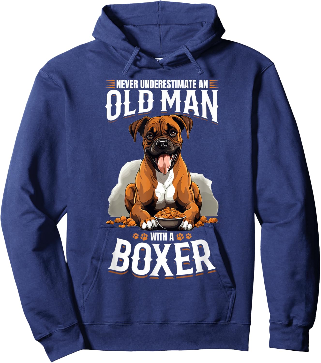 Boxer Dog Breed Pet - Never Underestimate an Old Man Hoodie - Hoodie | Navy