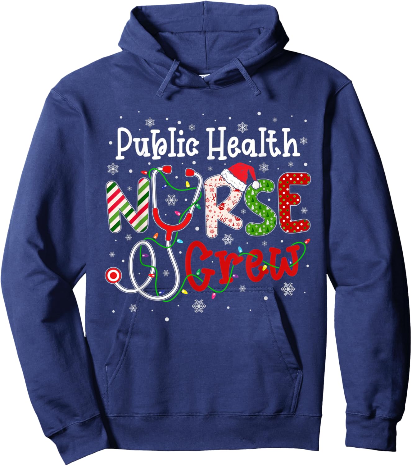 Public Health Christmas Nurse Crew Nursing Christmas Pattern Hoodie - Hoodie | Navy