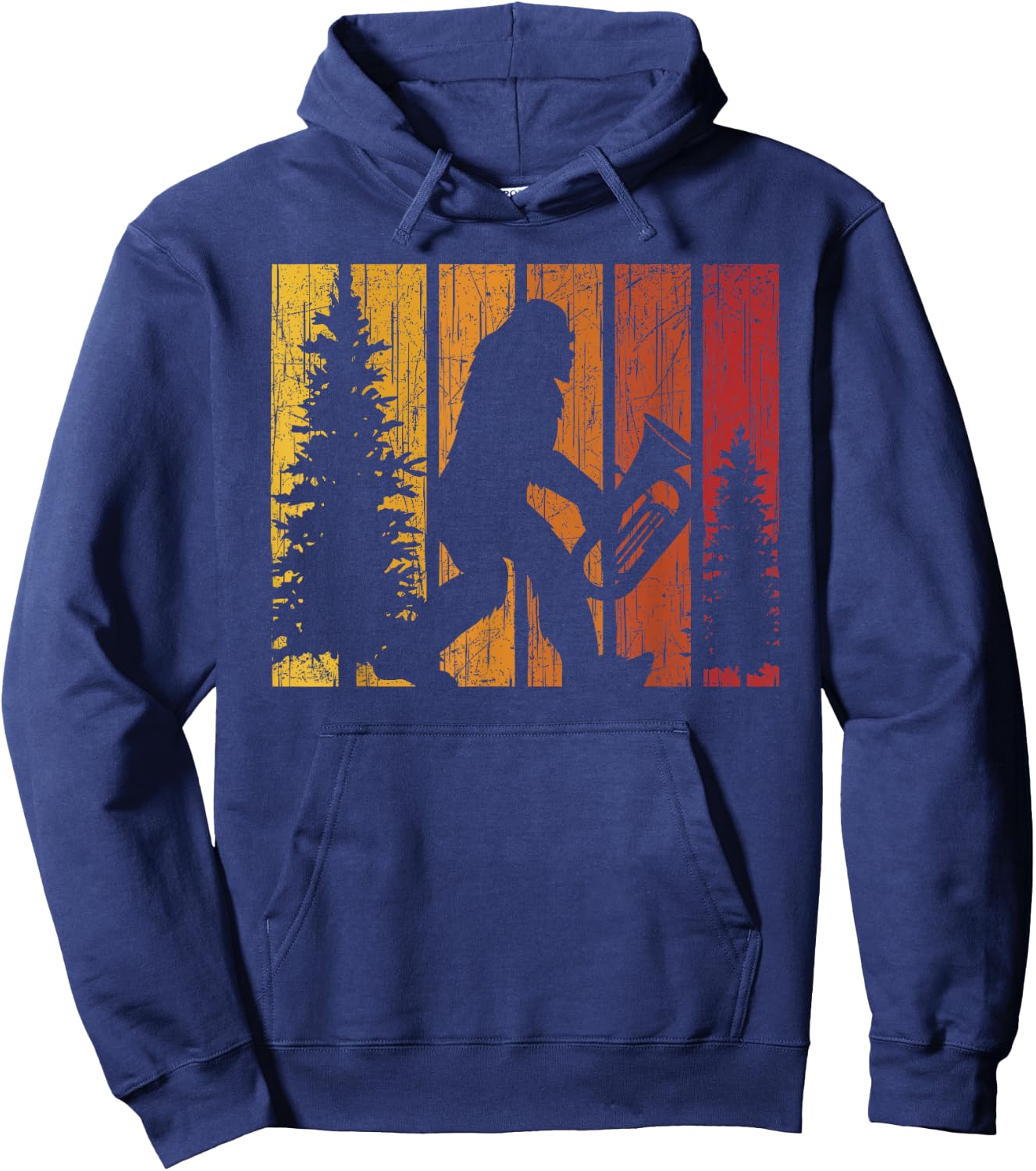 Bigfoot Lover Tuba Player Musical Instrument Musician Hoodie - Hoodie | Navy