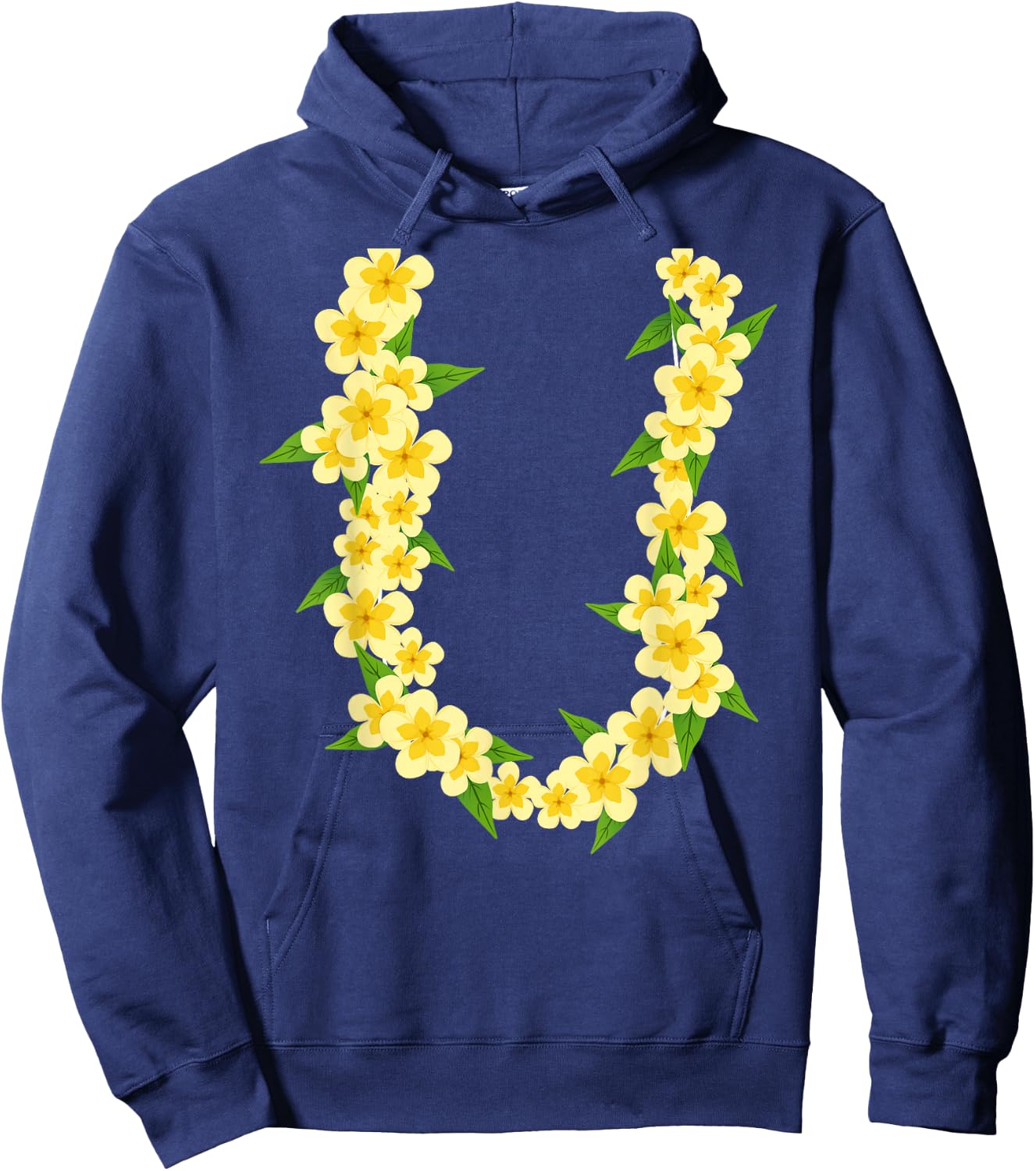 Hawaiian Flower Necklace Tropical Summer Holiday Lei Hoodie - Hoodie | Navy
