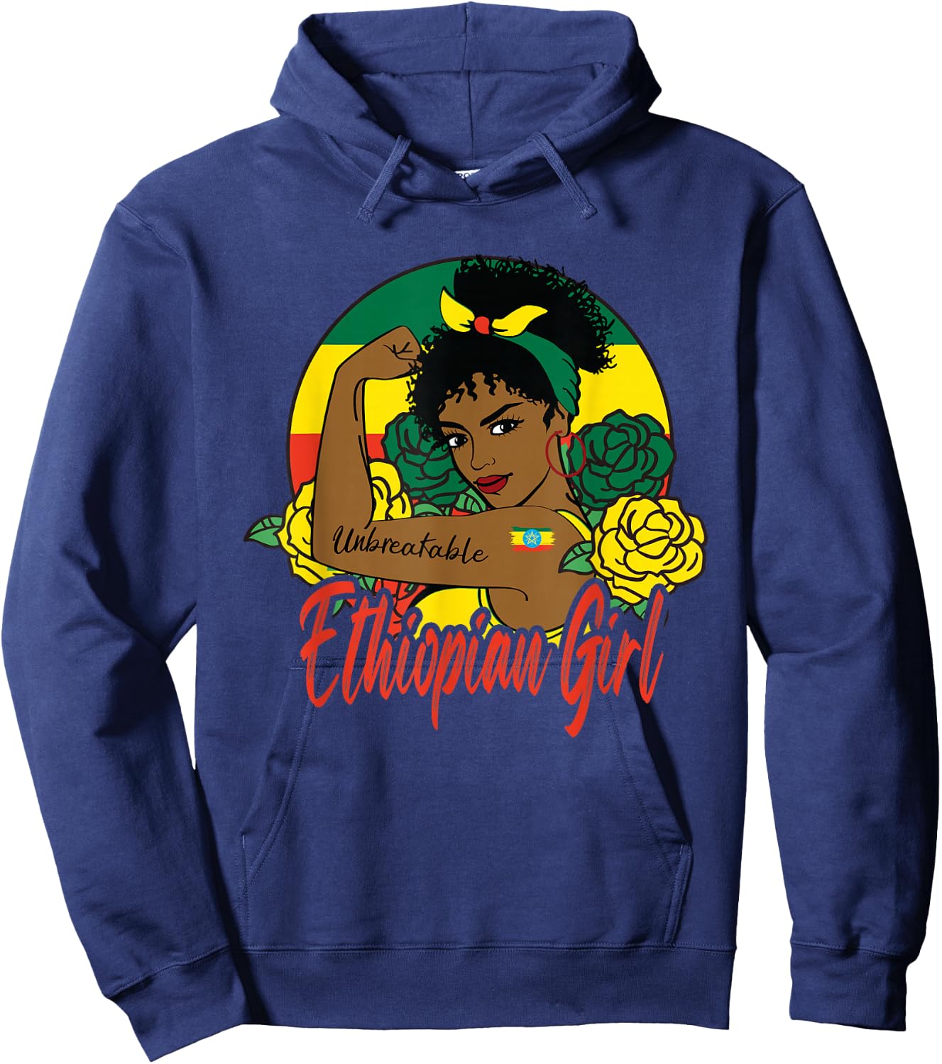 Ethiopian Girl Ethiopia Woman Habesha Flag Hoodie - Hoodie | Navy