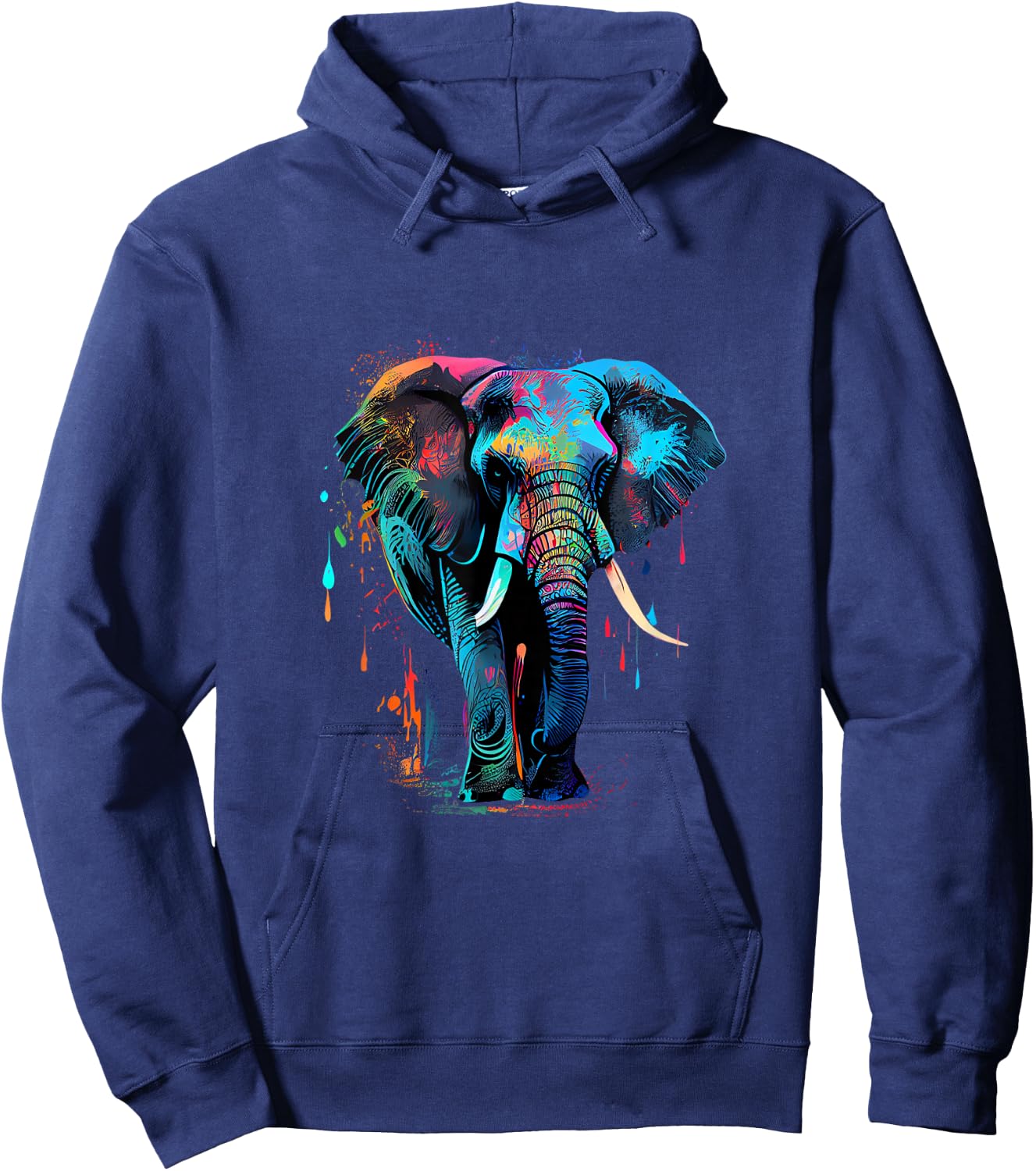 Elephant Face Colorful Pop Art Design Elephant Lovers Hoodie - Hoodie | Navy