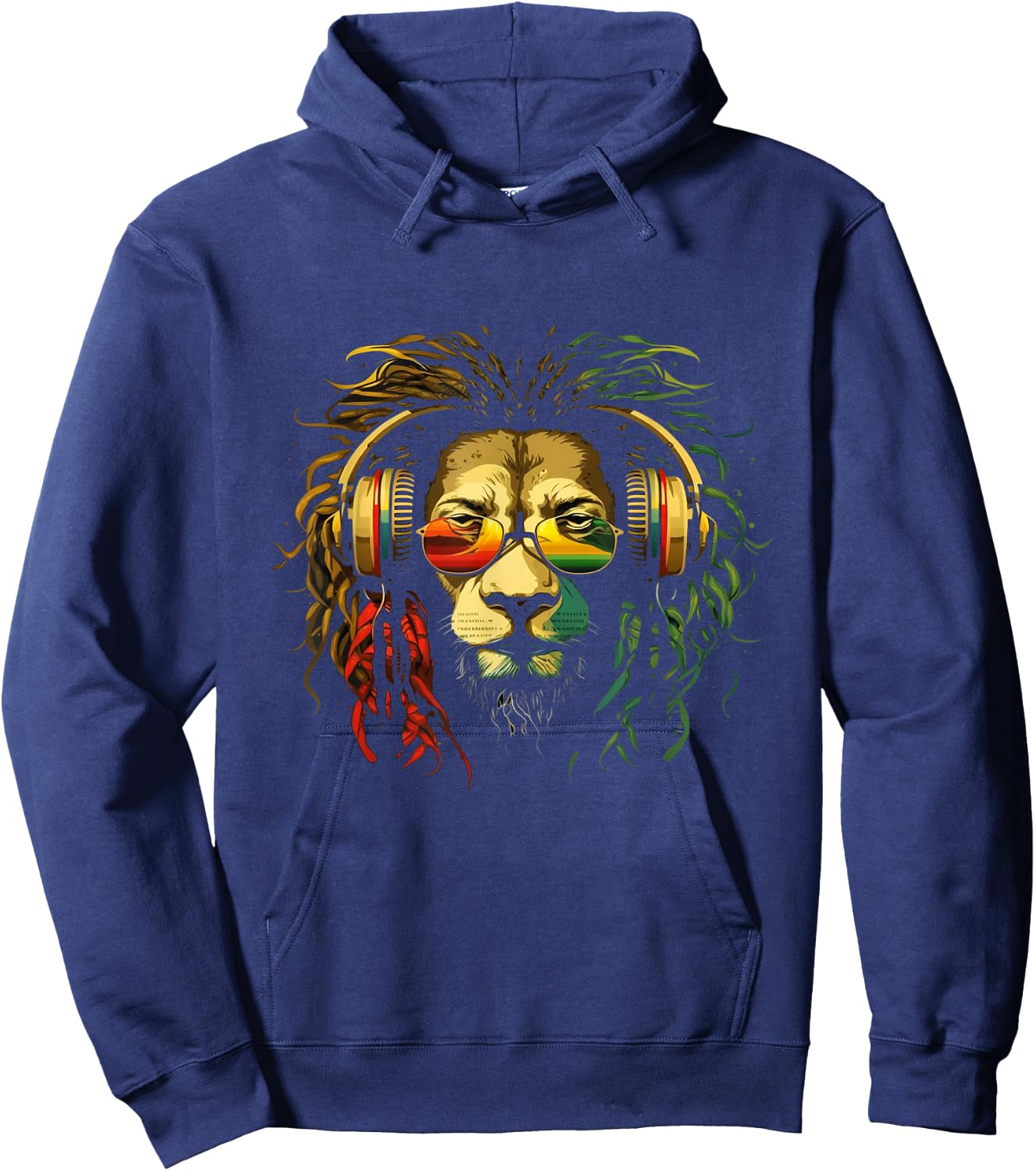 Rasta Reggae Lion Of Judah Jamaican Pride Rastafarian Lion Hoodie - Hoodie | Navy