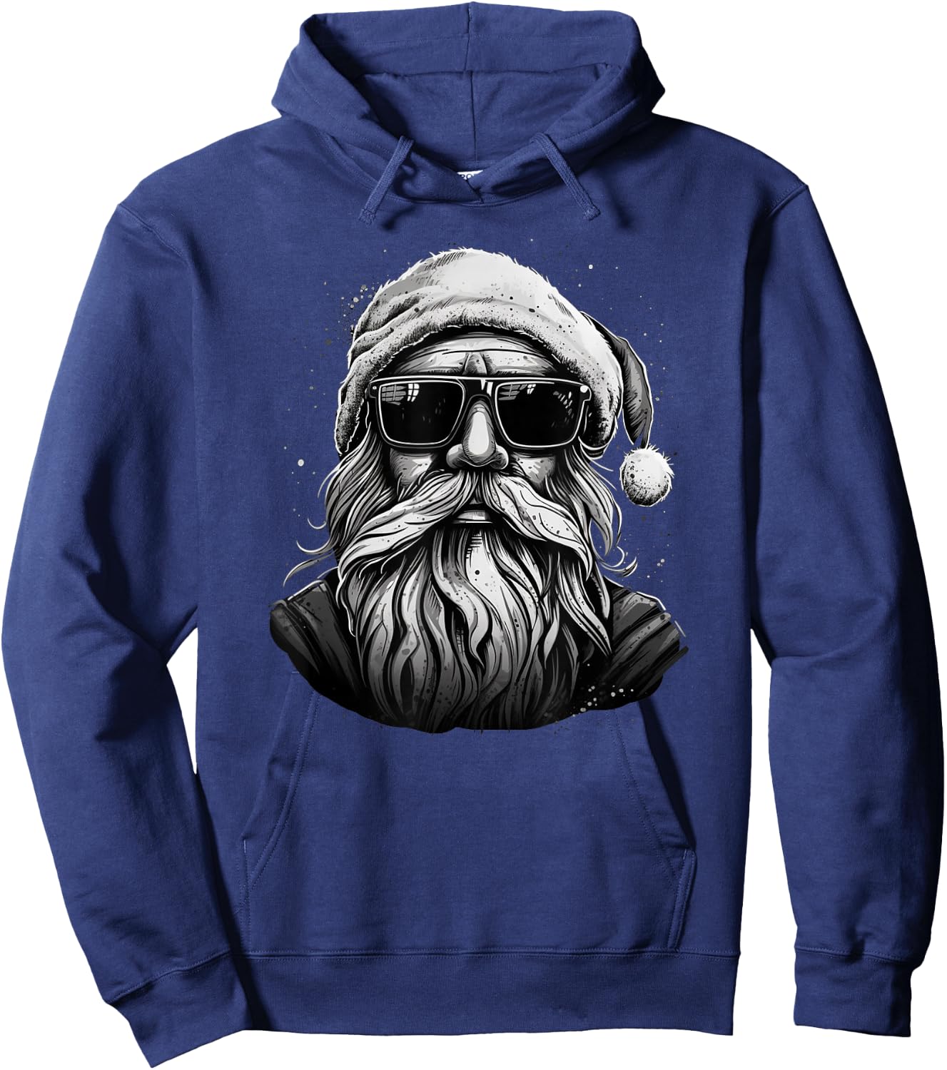 Funny Cool Santa Face Hipster with Beard & Glasses Christmas Hoodie - Hoodie | Navy